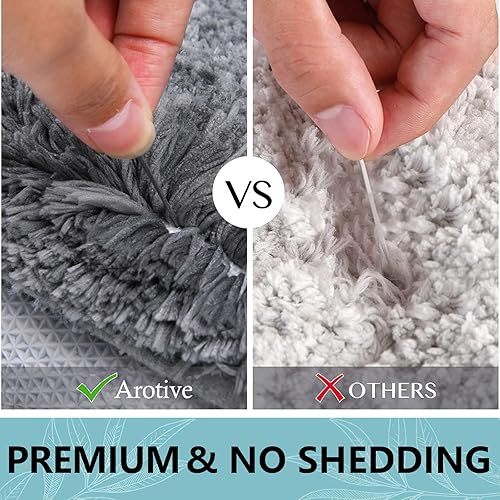 Miniatura 6 de Arotive - Tapetes de baño de microfibra, peludos, suaves, absorbentes, antideslizantes, gruesos, afelpados, se pueden lavar a máquina y secar en