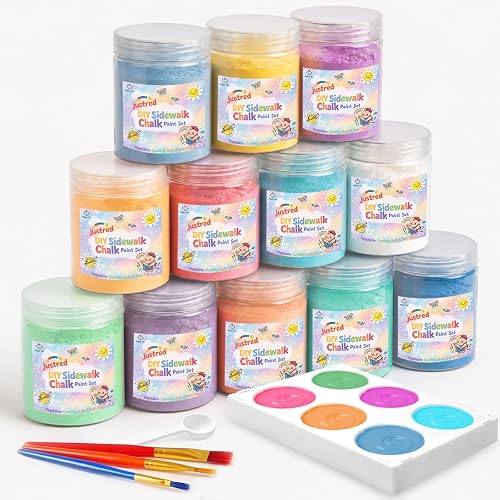 DIY Sidewalk Chalk Paint Set, 12 Colors Powdered Chalks Mix