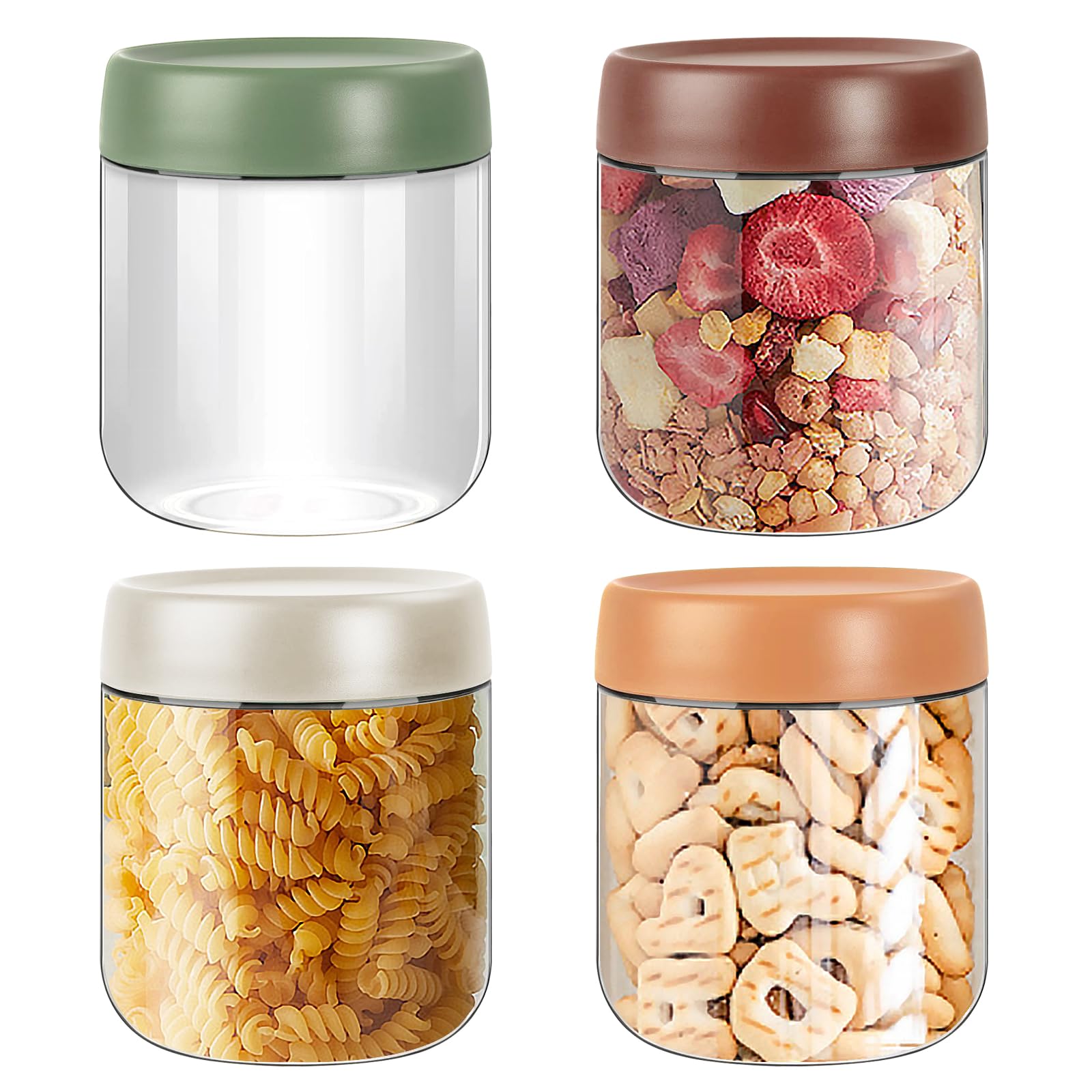 Ulrikco 4 Pack 16oz Overnight Oats Jar, 500ml Glass Jars with Lids, Food Storage Containers, Reusable Wide Mouth Mason Jars for Overnight Oats Salad Fruit Yogurt Pudding Chutney Jam Spice