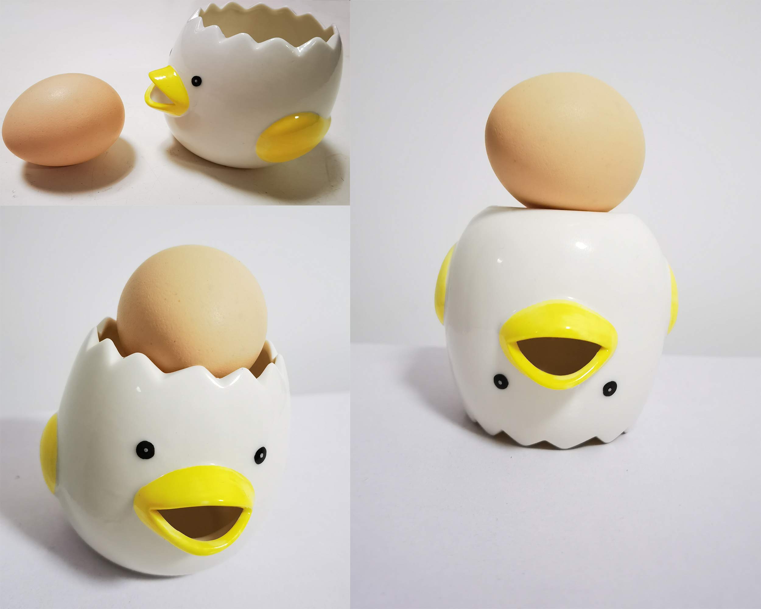 Separador De Huevos De Cerámica Con Forma De Pollito – Lindo Y Práctico Para Cocina, Separa Claras Y Yemas (Amarillo, 7x6.5cm)
