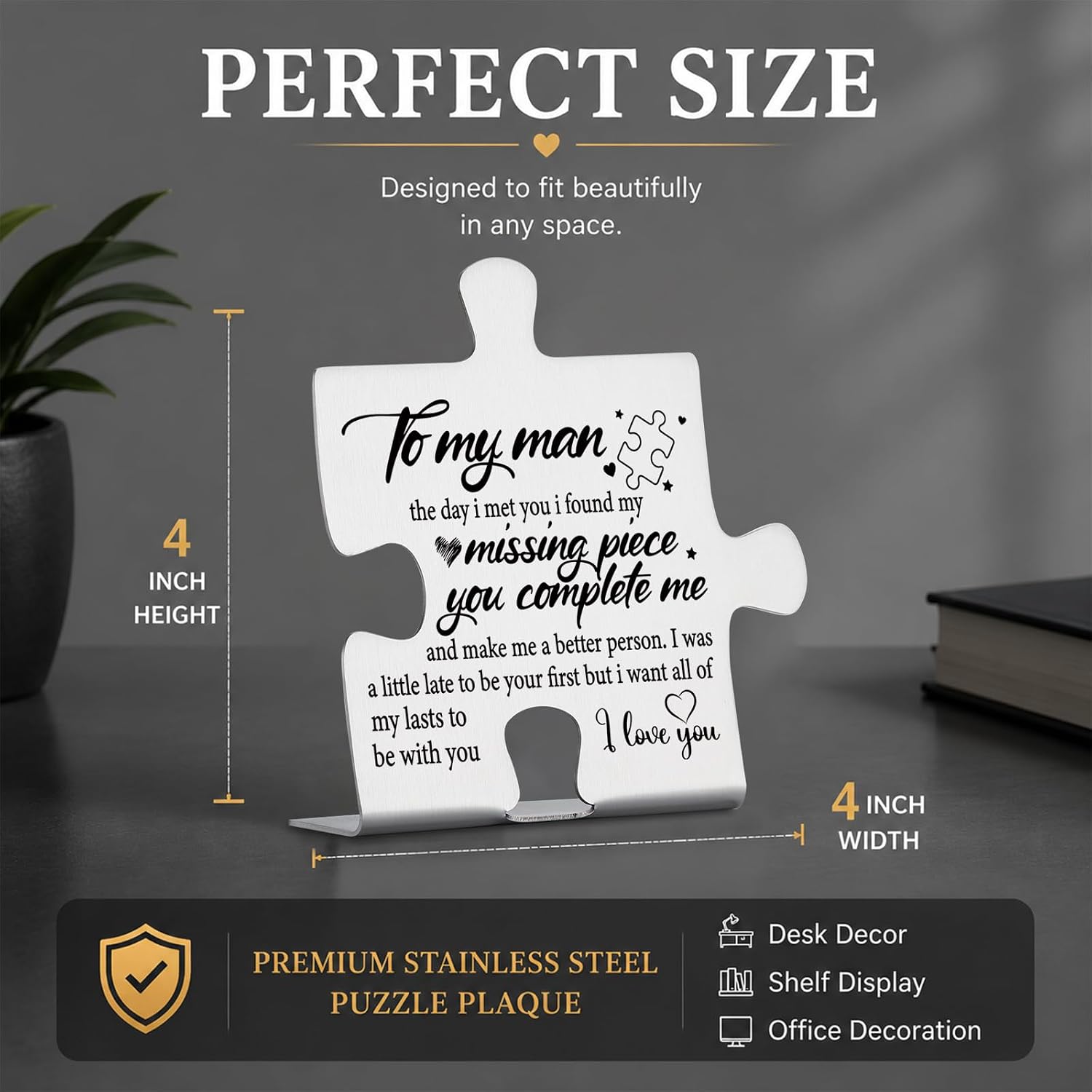 Boyfriend Plaque Gift, Romantic Gift For Him, To My Man Puzzle Sign image 3