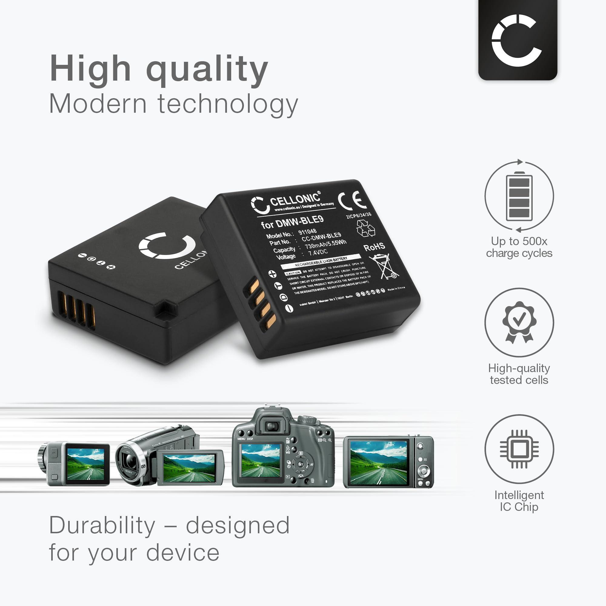 CELLONIC 2X wysokiej jakości akumulator kompatybilny z Leica D-LUX 7 D-LUX (typ 109), BP-DC15 BP-DC15-E BP-DC15-TK BP-DC15-U 750 mAh + podwójna ładowarka BC-DC15 BC-DC15-E akumulator zapasowy