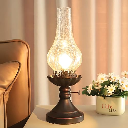 Miniatura 12 de Lámpara rústica, lámparas de noche retro con pantalla de cristal, adecuadas para dormitorios, salas de estar, bares, restaurantes, casas rurales,