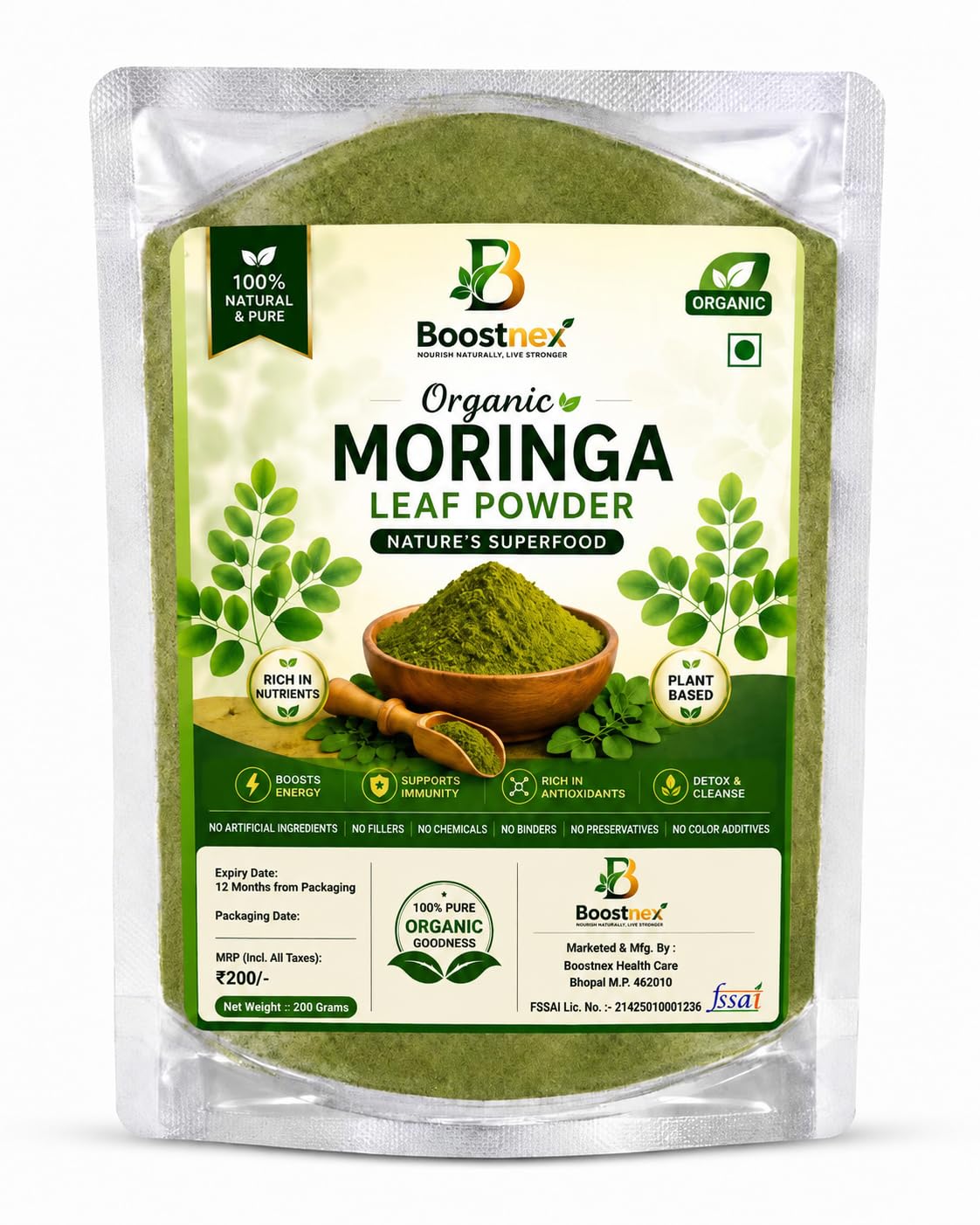 Organic Moringa Powder 100g | 100% Pure Moringa Leaf Powder | Natural Immunity Booster | Energy & Detox Support | Rich in Iron, Calcium & Antioxidants | Herbal Superfood-image-12