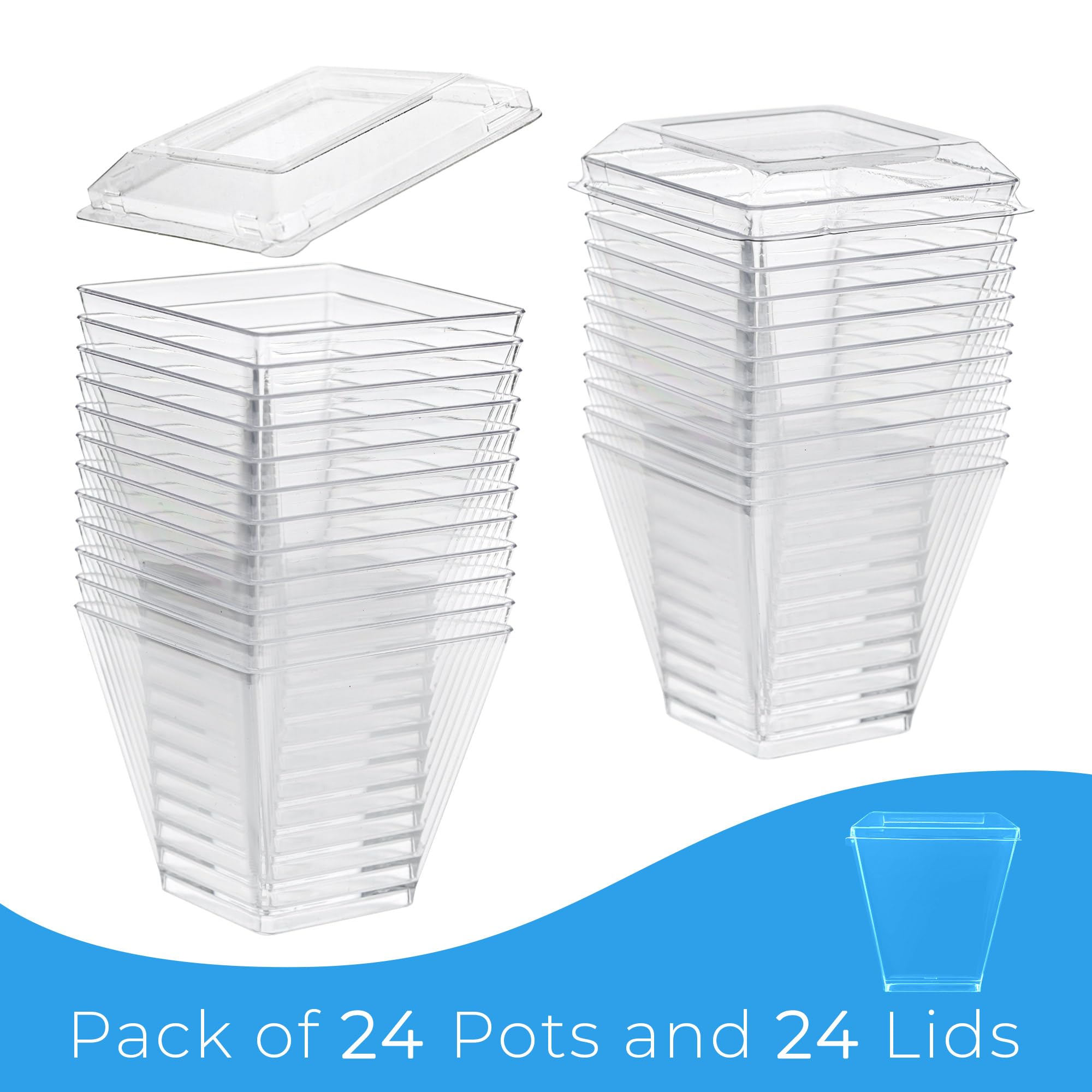 EURO CLASSIC Plastic Mini Dessert Cups/Bowls with Lids, Reusable 24 Pack, 2oz or 4oz - Image 4