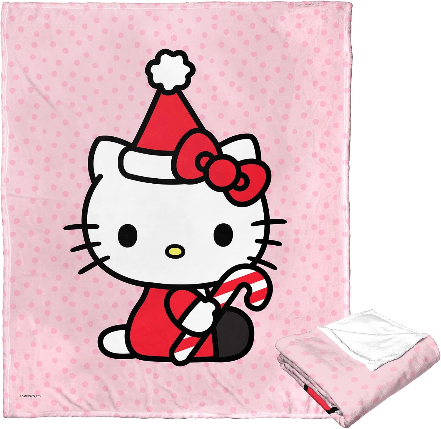 Northwest Hello Kitty Silk Touch Throw Blanket, 50" x 60", Candy Cane
