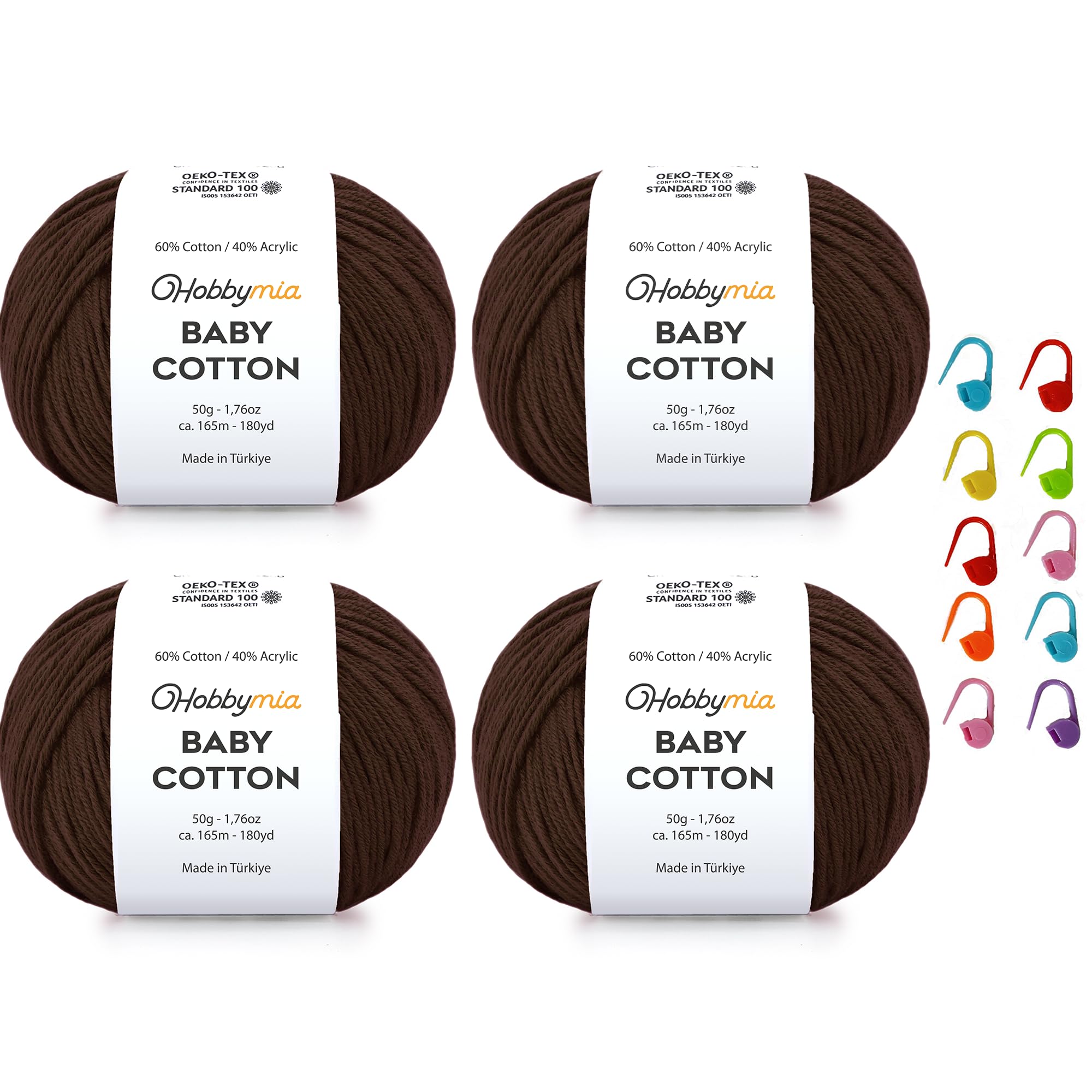 Baby Cotton Blend Yarn – Soft Sport Weight Yarn for Crochet & Amigurumi - 50g/180yds - 60% Cotton 40% Acrylic - Ideal for Baby & Knitting Proj.(Neon Green, 1 Ball) — view 90
