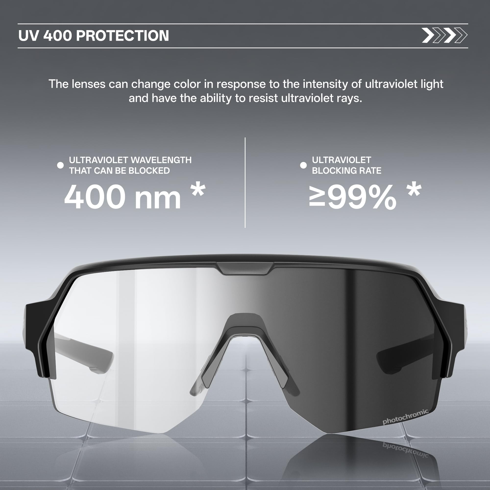 KAPVOE Fahrradbrille SelbsttöNend für Herren Damen Photochrome Radsportbrille Sonnenbrille mit UV400 Schutz Sportbrille für Fahrrad Mtb Unisex K360