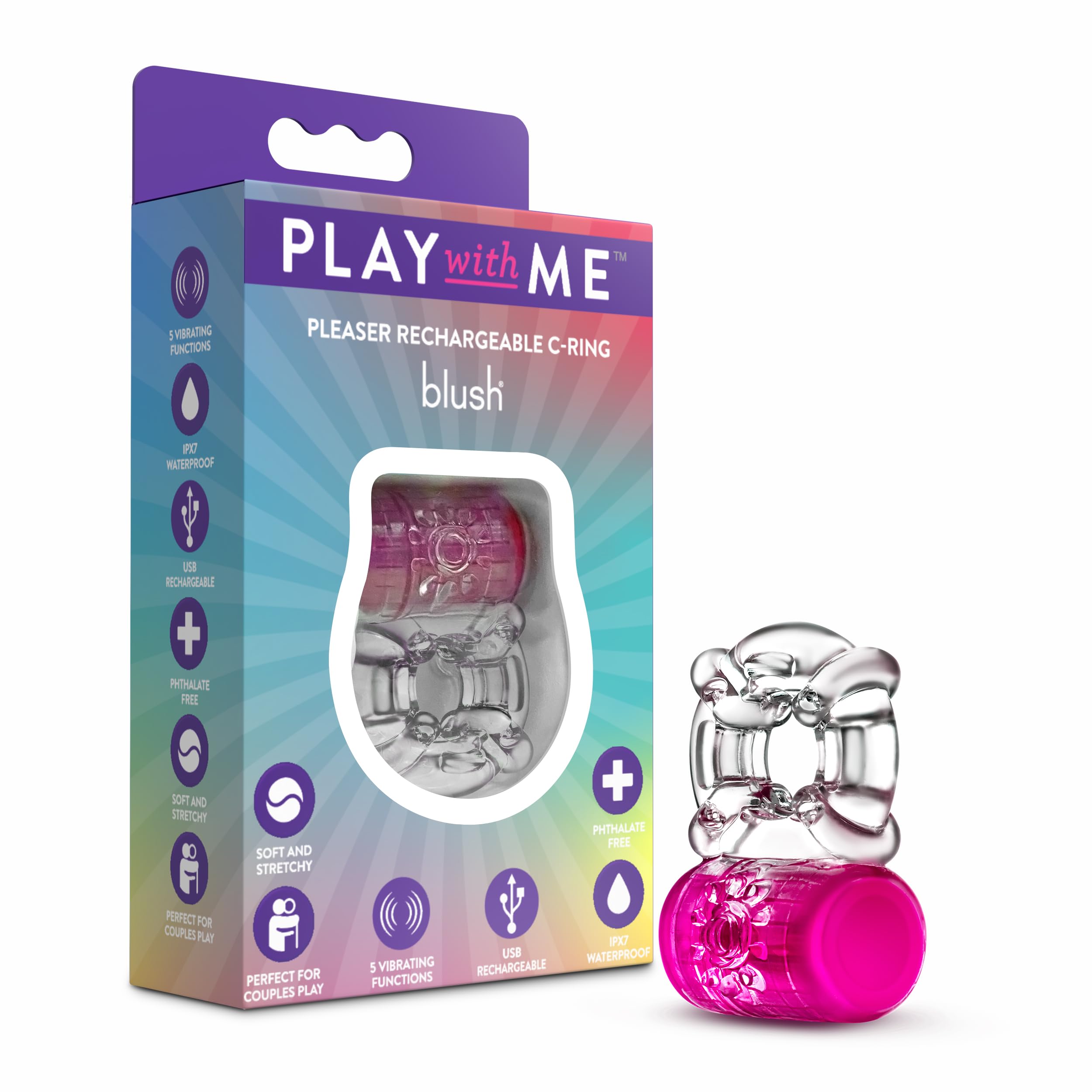 Amazon.com: Blush Vibrating Penis Ring - Play with Me Pleaser 2.25