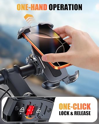 Zewdov Bike Phone Mount [Secure Grip][Anti-Drop], Upgrade Bike Phone Holder [1s Stable Lock], 360 Rotatable Phone Holder for Mountain Bike/ATV, Fits for iPhone/Samsung 4.7-6.9, Screw Mount