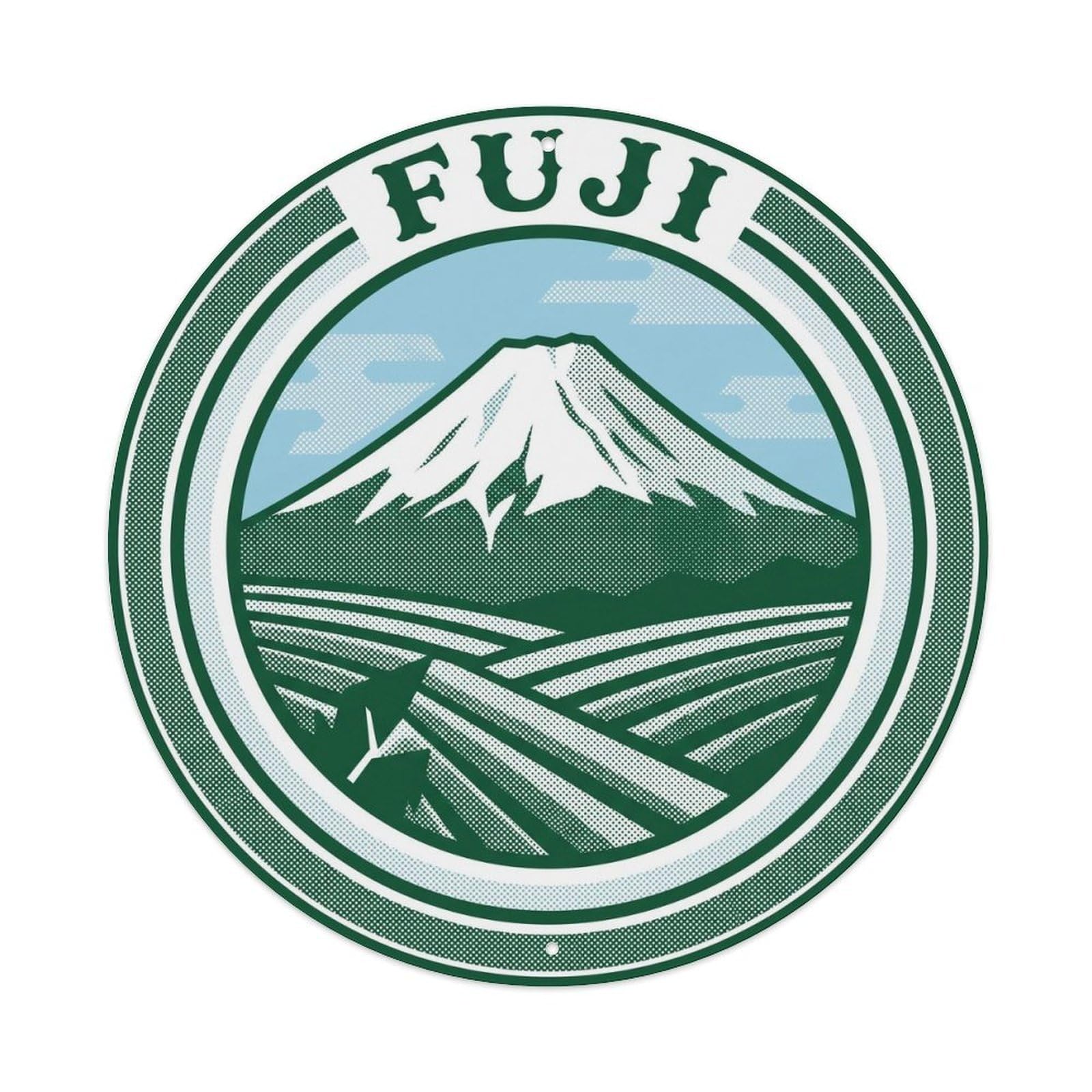 Olyhtr 8X8inch Classic Style Fuji Winter Snow Landmark Travel Tea Farm Japan White Metal Tin Sign