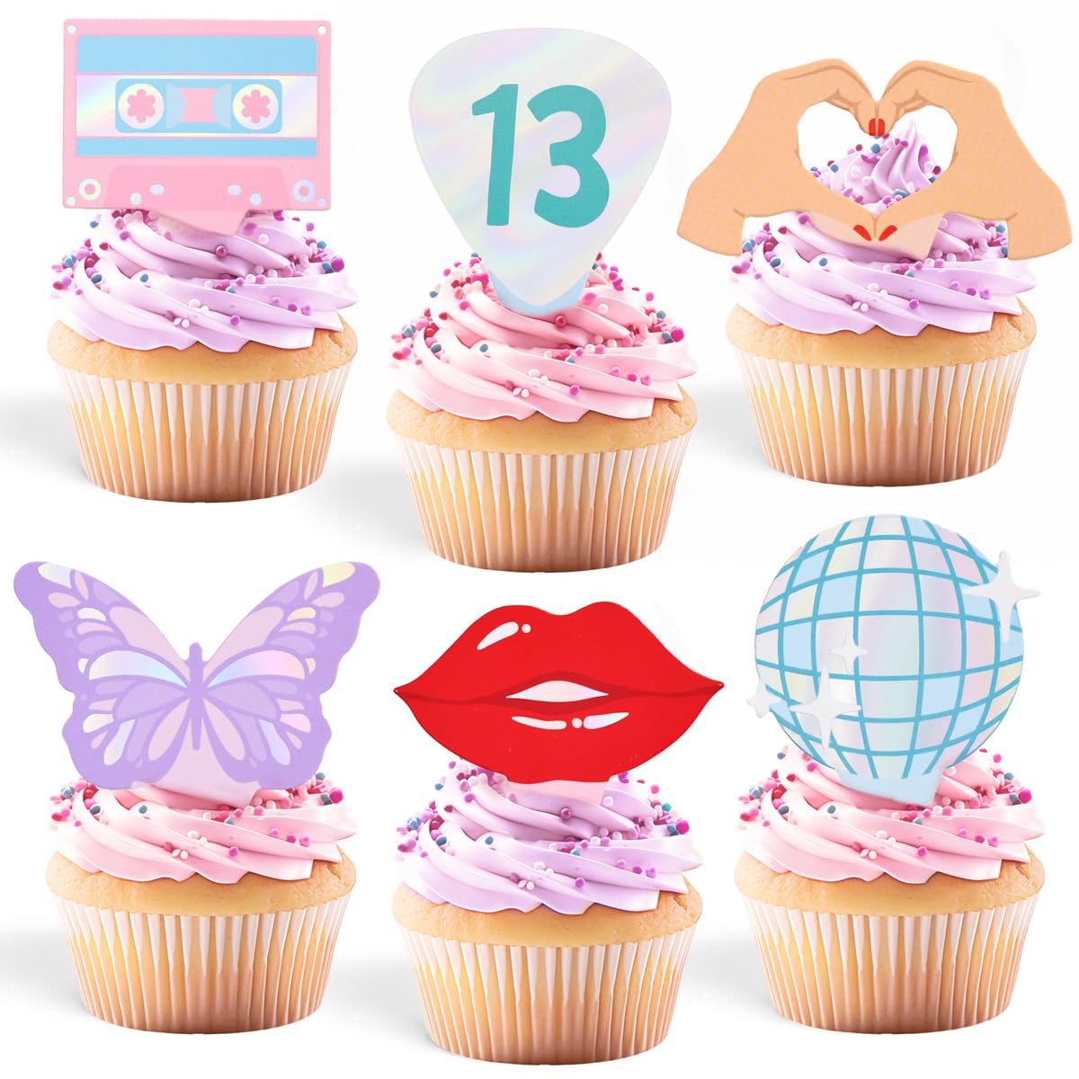 xo, Fetti Eras Party Cupcake Toppers - 24 pcs | Concert Party Cake Decoration, Bachelorette Decor, Birthday Food Supplies, Bridesmaid Cupcake Accessory