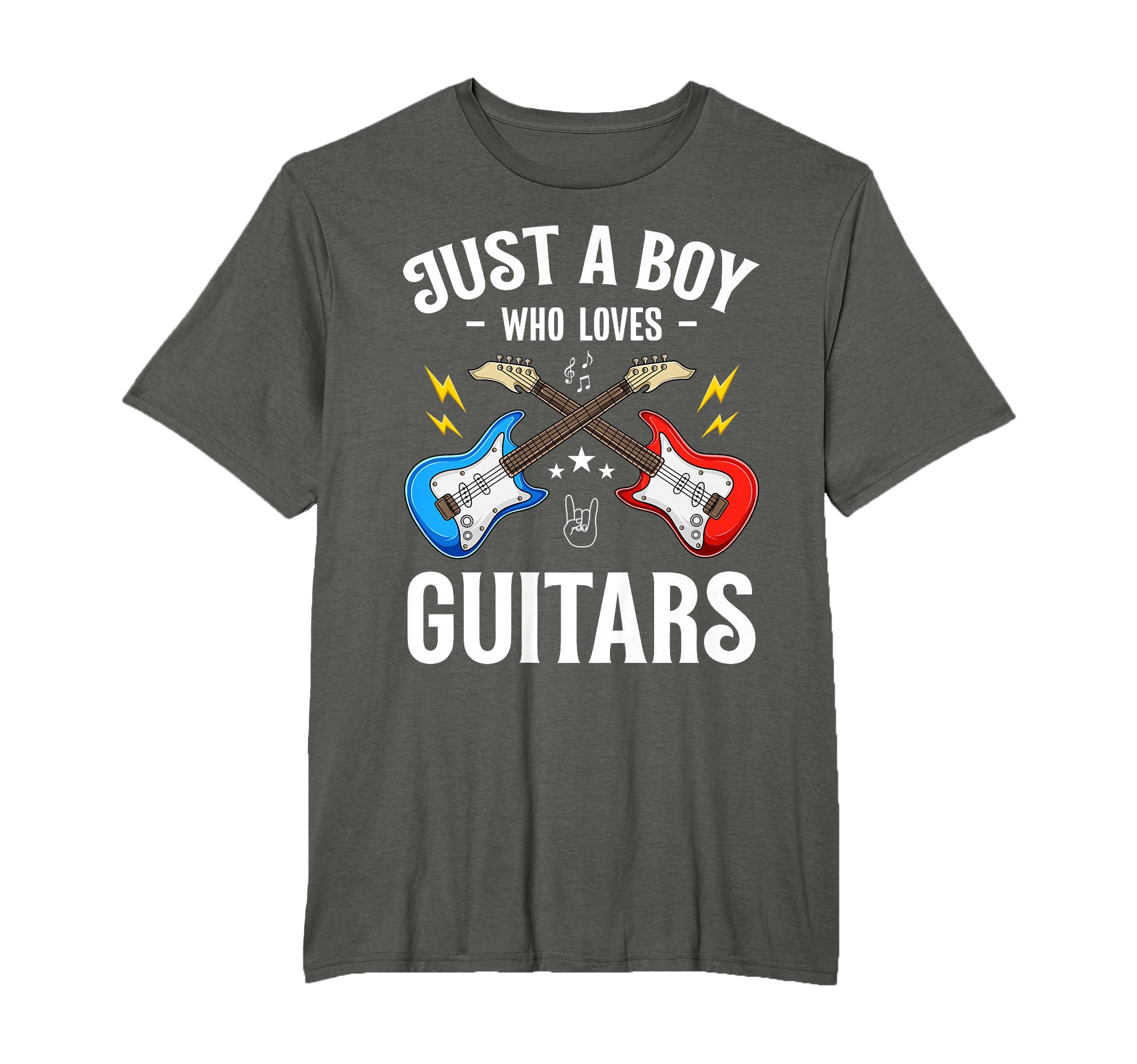 Just a Boy Who Loves Guitars Cool Guitarist Boys Kids Guitar T-Shirt