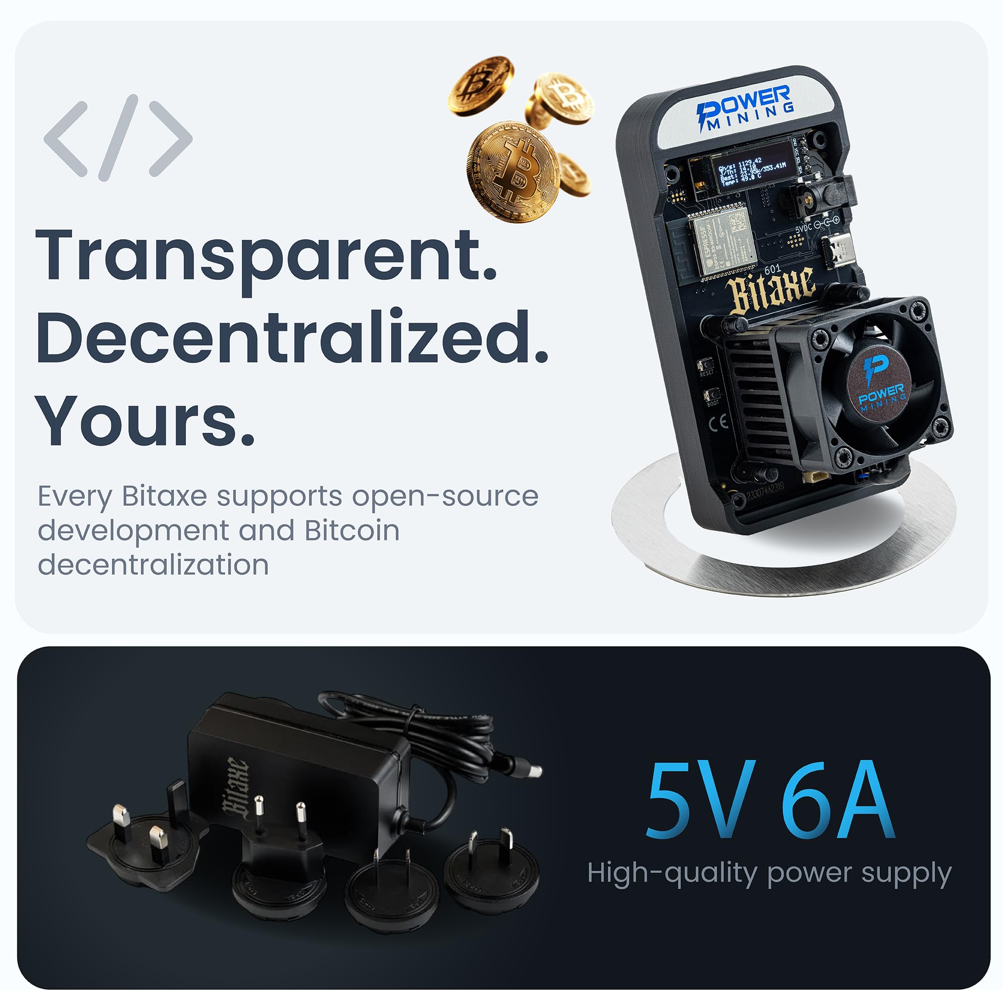 Amazon.com: POWER MINING Bitaxe Gamma 602 ASIC Bitcoin Miner | 1.1