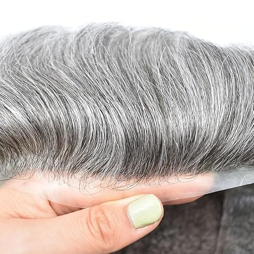 Miniatura 3 de Toupee para hombres Sistema de reemplazo de piezas de cabello para hombres Cabello humano real Encaje suizo para hombre Toupee Hairpieces para