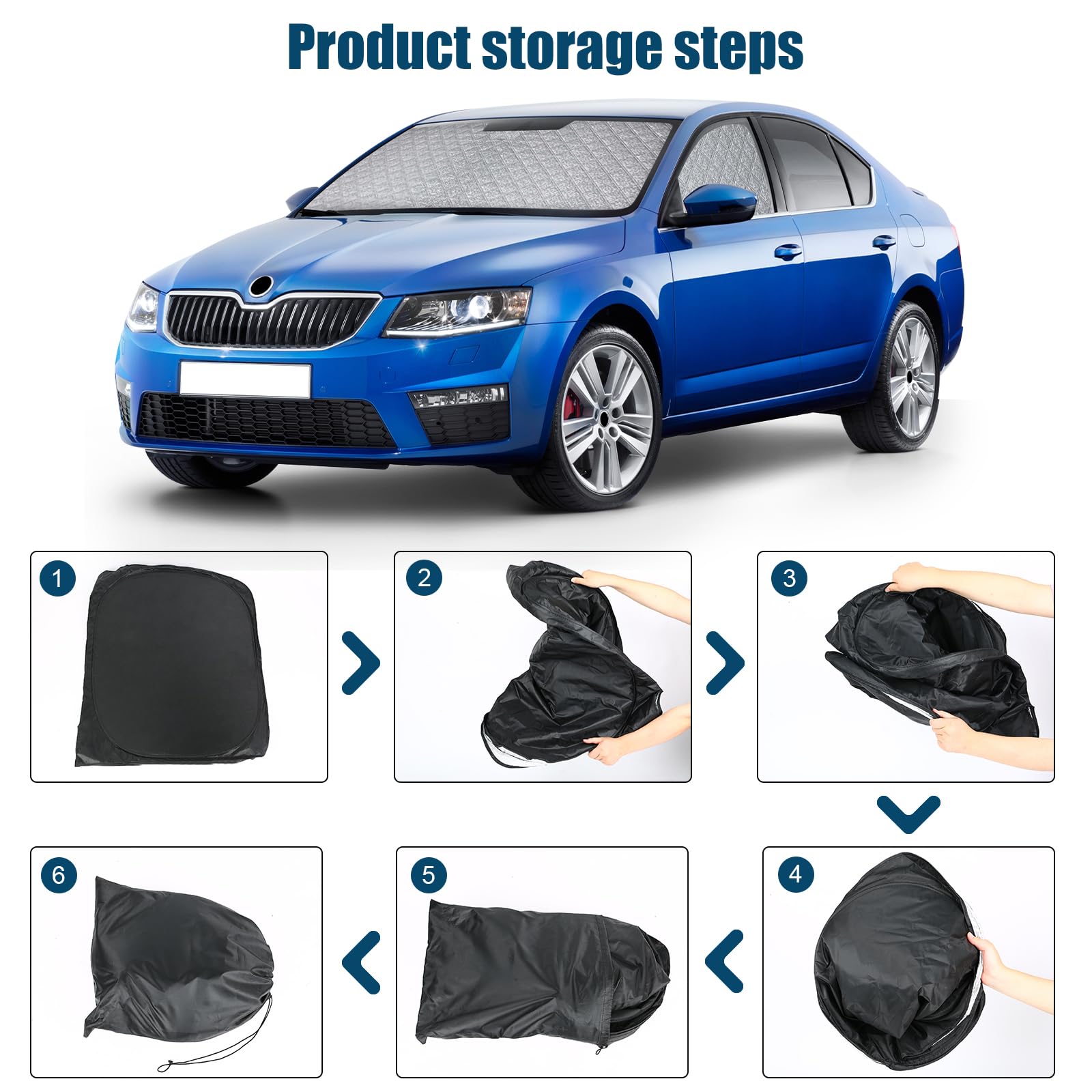 Parabrezza Parasole Auto di Compatibile con Skoda Octavia MK3 2012-2019, 3 Pezzi Copertura Parasole Interna Auto, Visiere Parasole Impermeabile e Pieghevole
