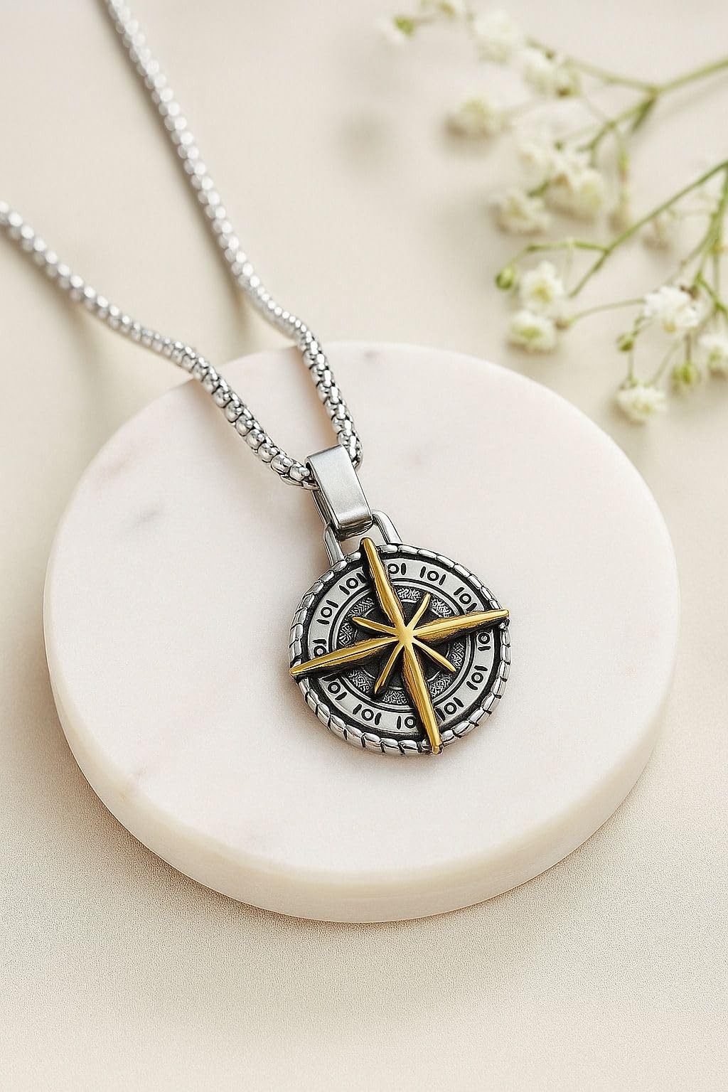 regulus compass locket for men lockets for men compass pendant rhodium alloy locket