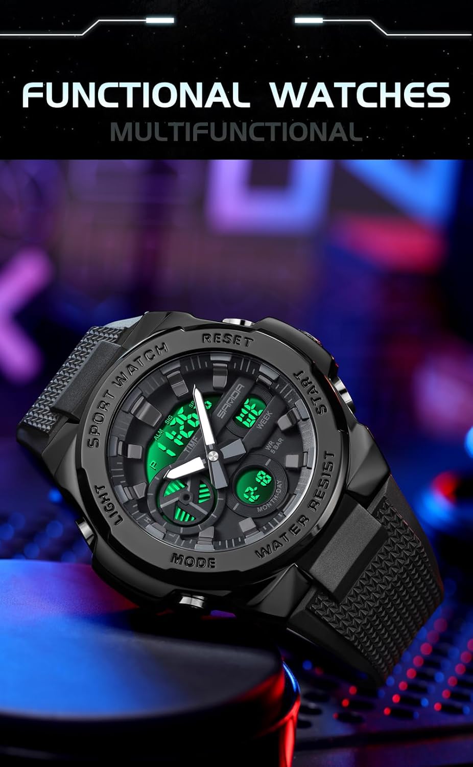 FANMIS Mens Military Multifunction Digital LED Watch Electronic Waterproof Alarm Quartz Sports Watch - Image 5