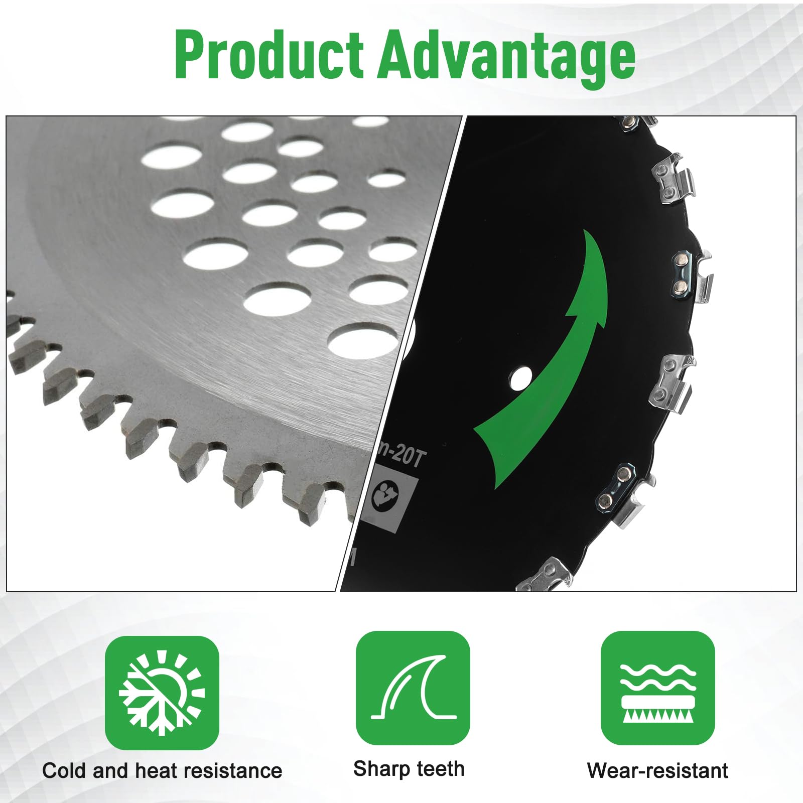 Lama per decespugliatore da 25,4 cm x 80T per Weedeater, 22,9 cm x 20T lame per spazzolino da denti e lama con punta in carburo da 22,9 cm x 36T, attacco decespugliatore, compatibile con