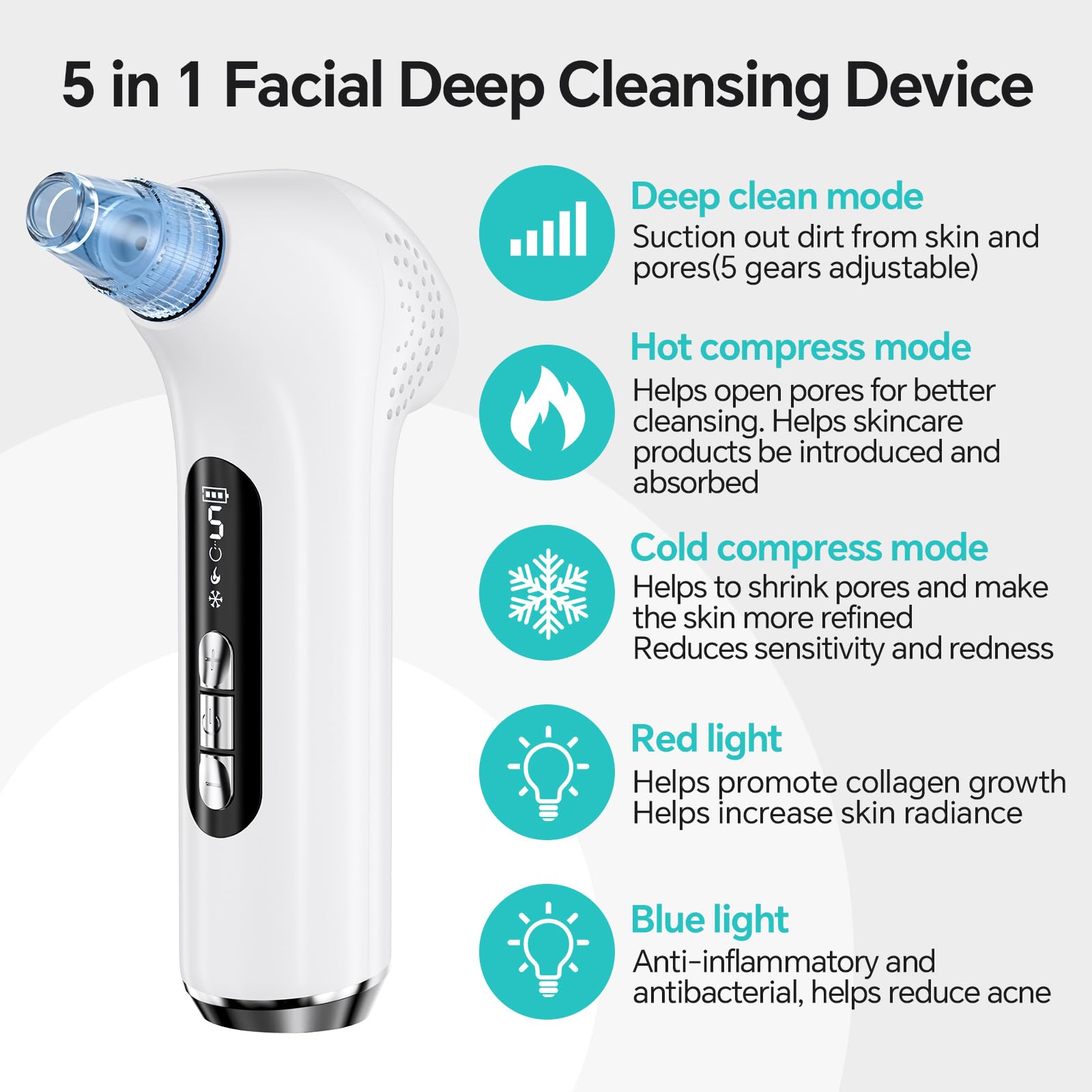 Aspiratore Punti Neri Viso Rimuovi Punti Neri Naso Elettrico Aspira Rimozione Estrattore Pulizia Viso Tramite con Impacco Caldo e Freddo Togli