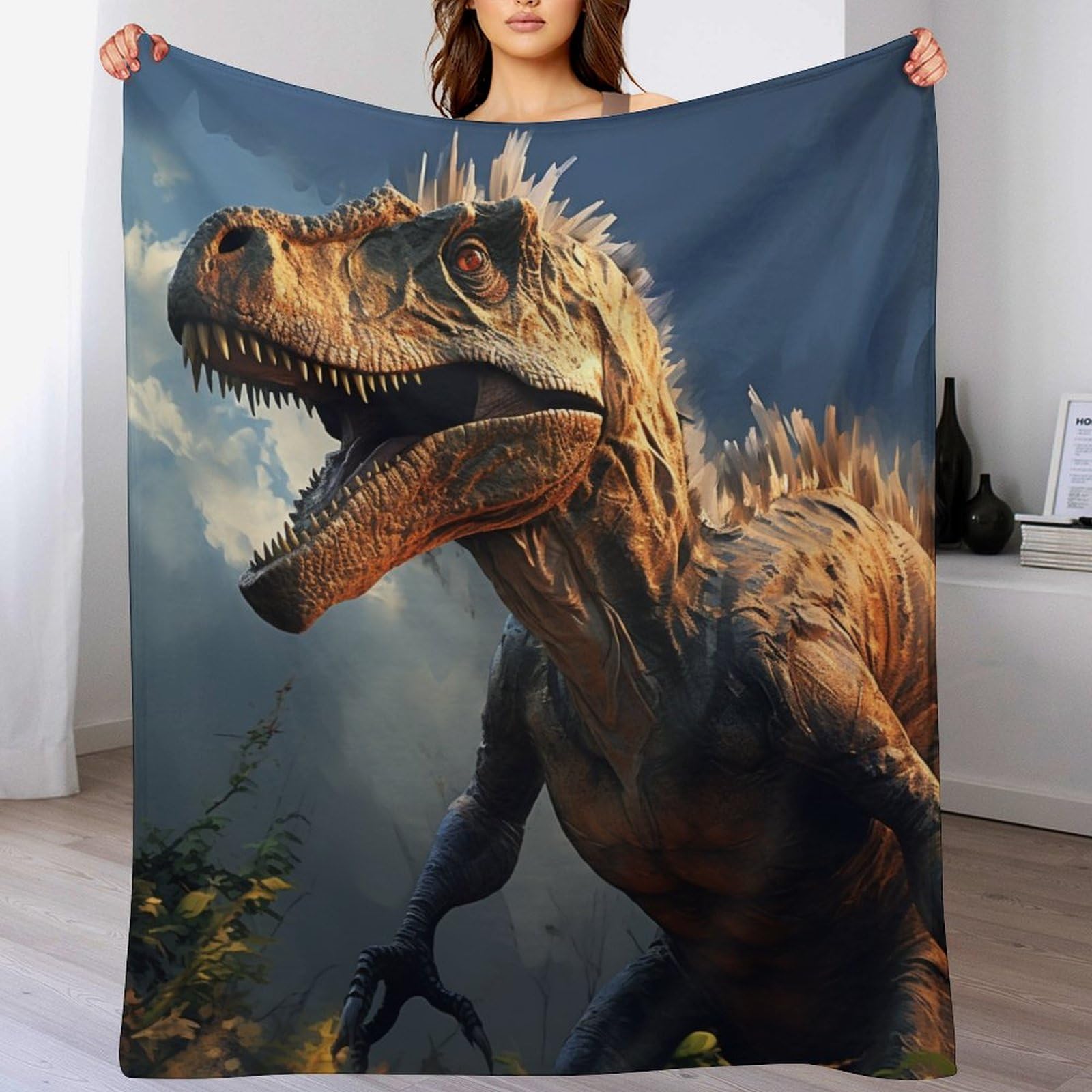 Manta de forro polar de dinosaurio para salón y manta para sofá juvenil