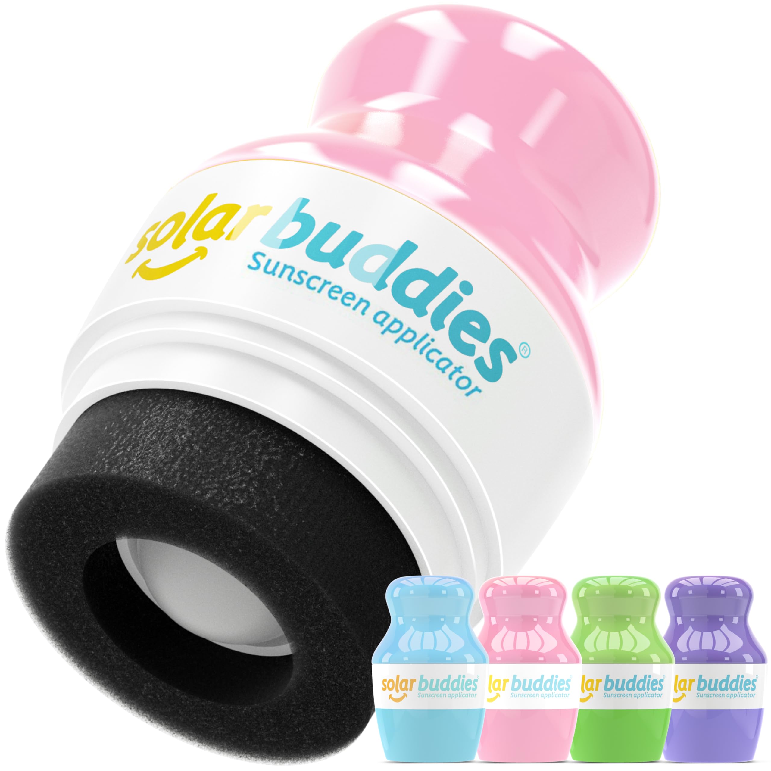 Solar Buddies Sunscreen Applicator - Red, Black, Nude & Purple - BPA-Free Refillable Roll on Sponge Sunscreen, Suncream & Lotion Applicator For Kids,