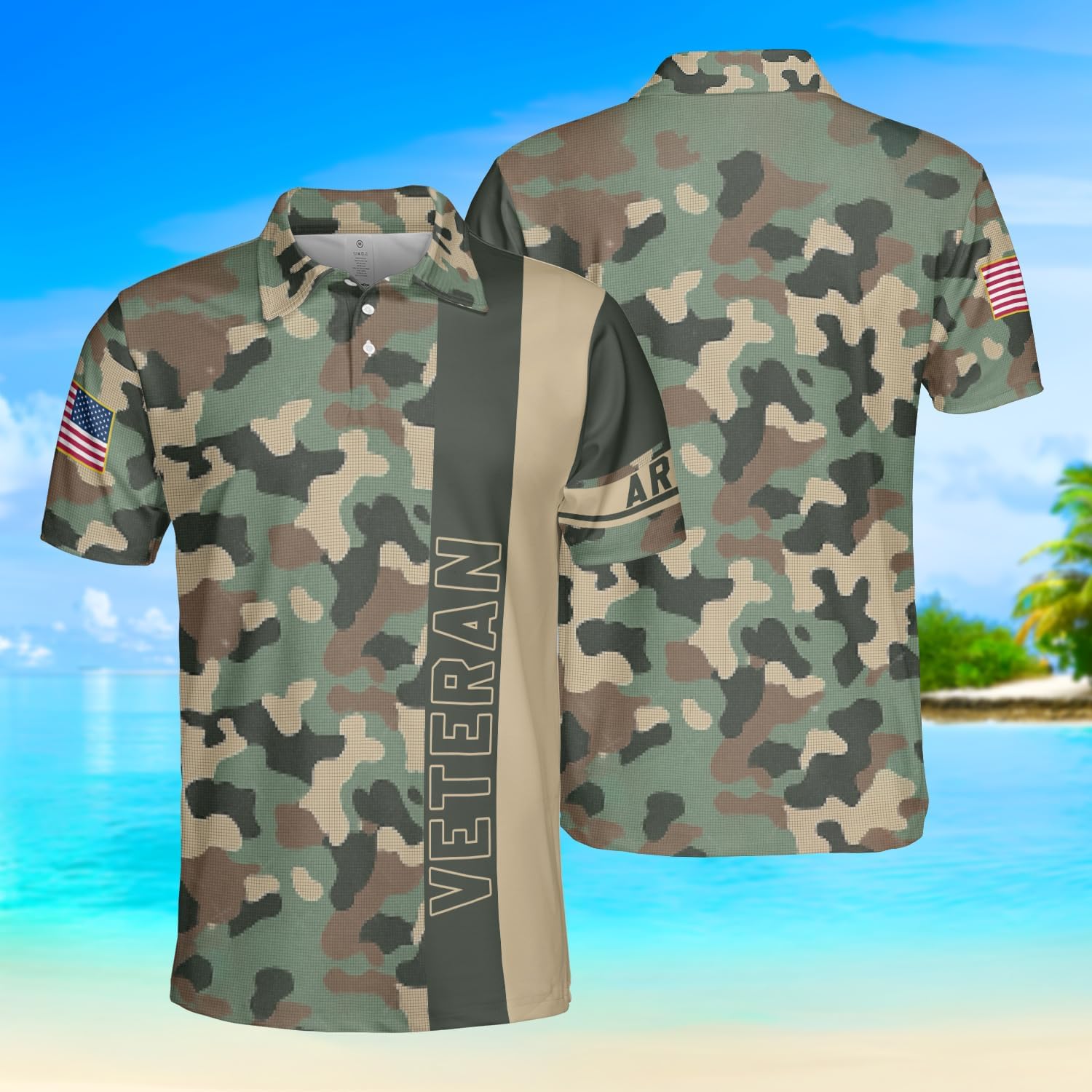 Veteran Day Golf Polo Shirts for Men - Military Mens Polo Shirts Short Sleeve Regular Fit Series 128