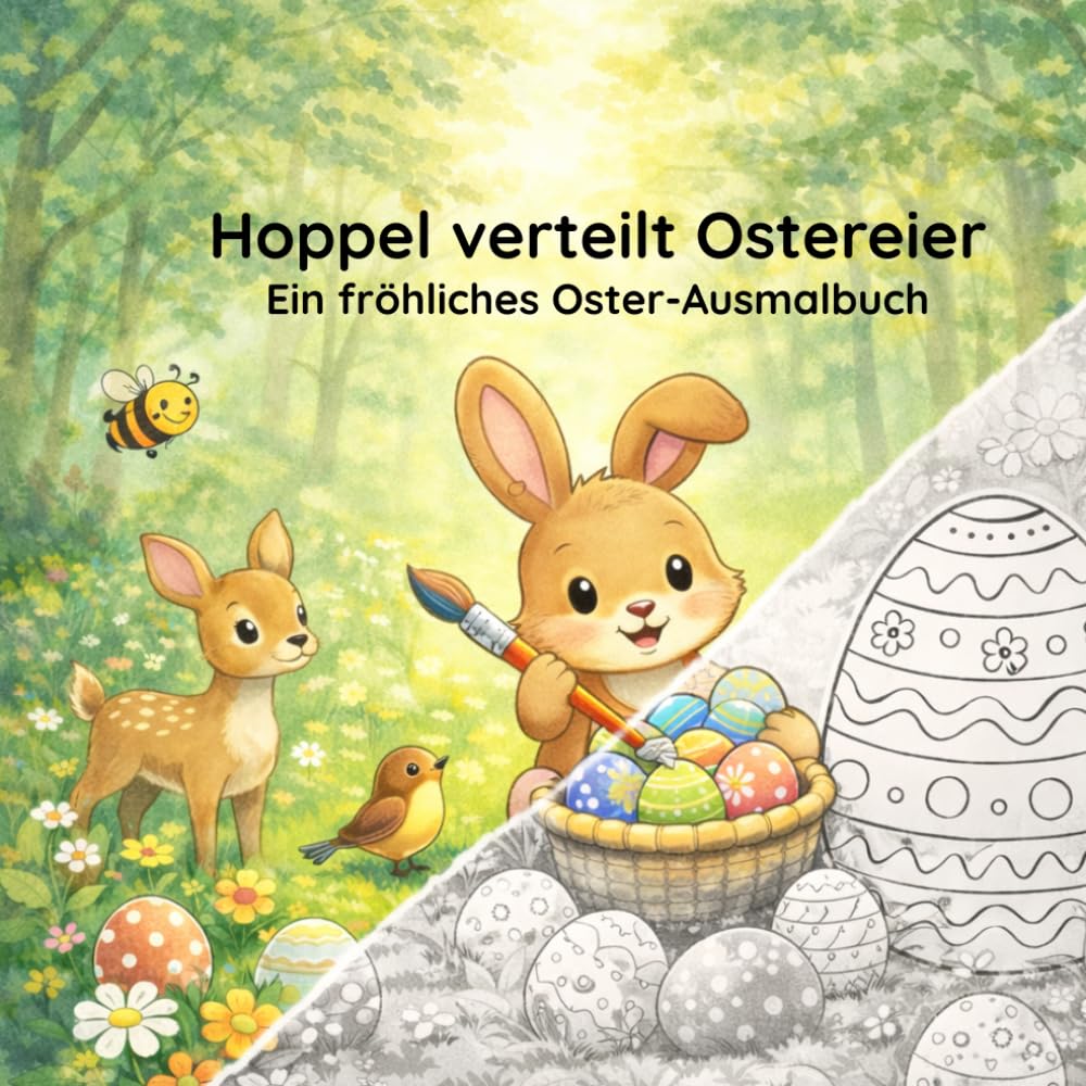 Hoppel verteilt Ostereier: Ein Fröhliches Oster-Ausmalbuch
