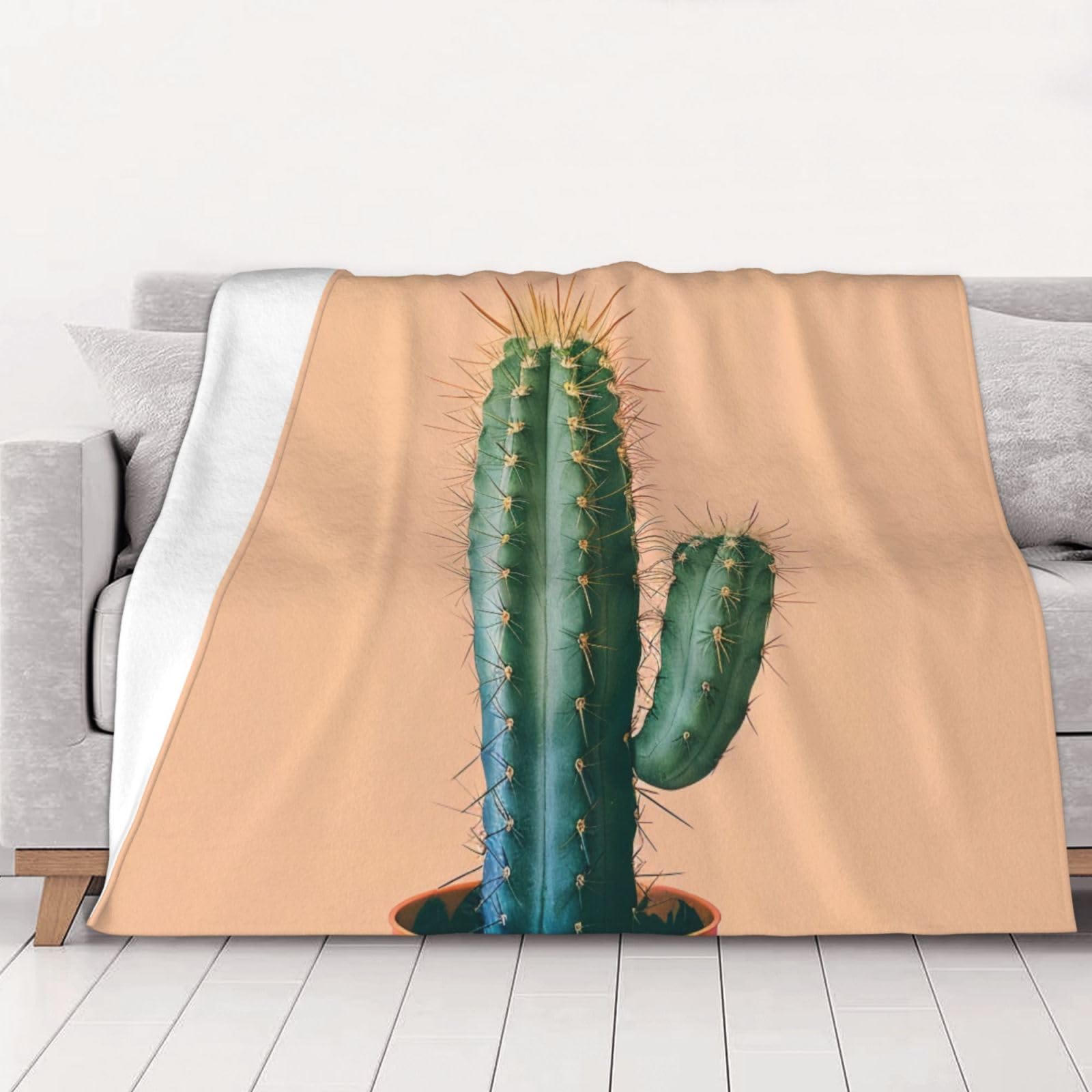 Couverture douce en flanelle imprimée plantes plaid chaud cadeau homme et femme