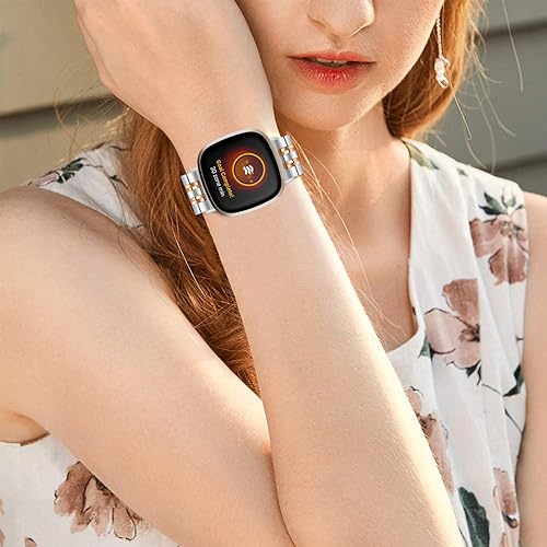 Miniatura 6 de Chofit Compatible con Fitbit Versa 4Versa 3Sense 2Sense Bandas de repuesto de metal de acero inoxidable para Fitbit Versa 4