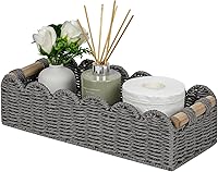 Vista 10 de CubesLand Cesta de almacenamiento de papel higiénico con borde festoneado de cuerda de papel, pequeña sala de estar, decoración de dormitorio