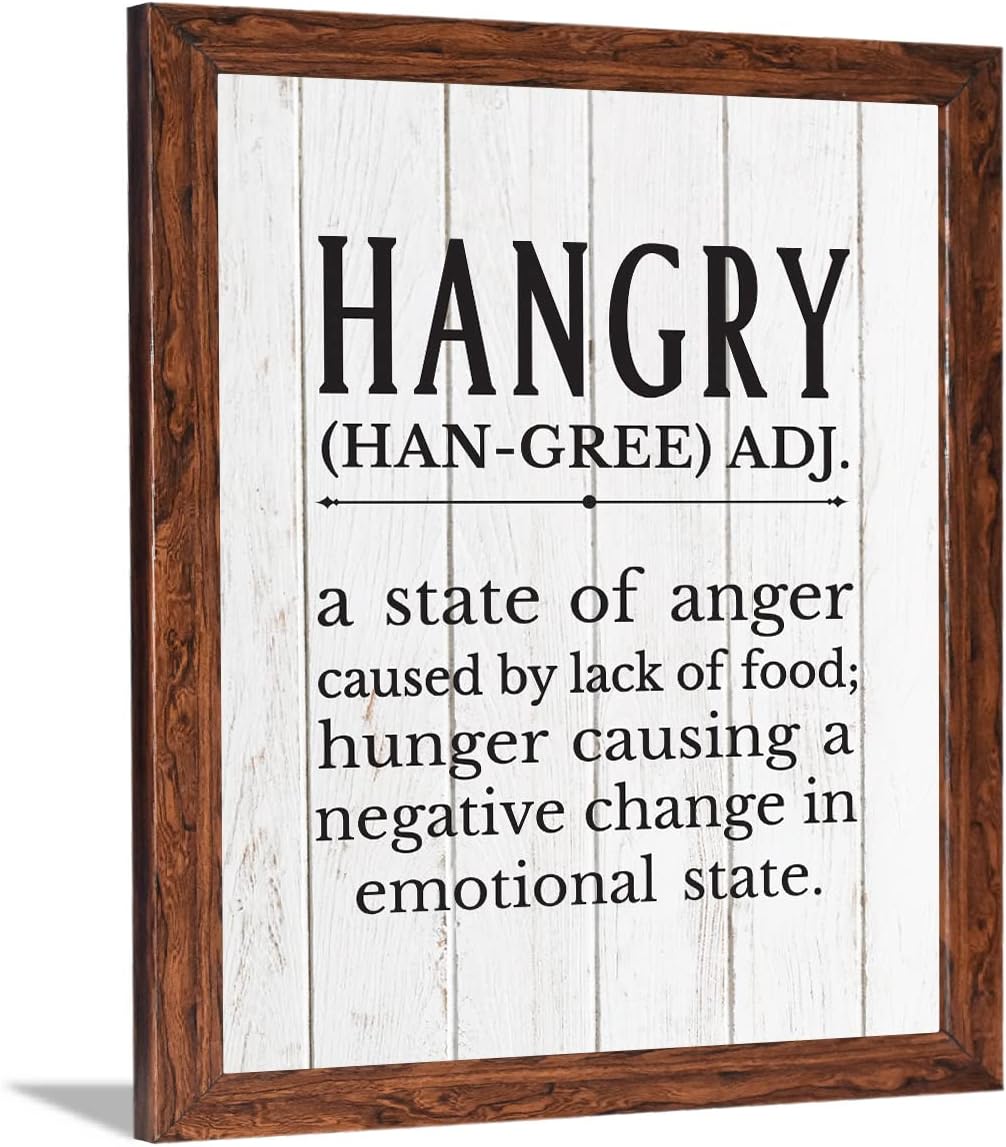 Chaka Chaundh - Kitchen Quotes Wall Frames - Food Quotes Frame - Dining Table Quotes Frames for Room & Hall - (13.6 X 10.6 Inches) (Hangry - White Vintage)