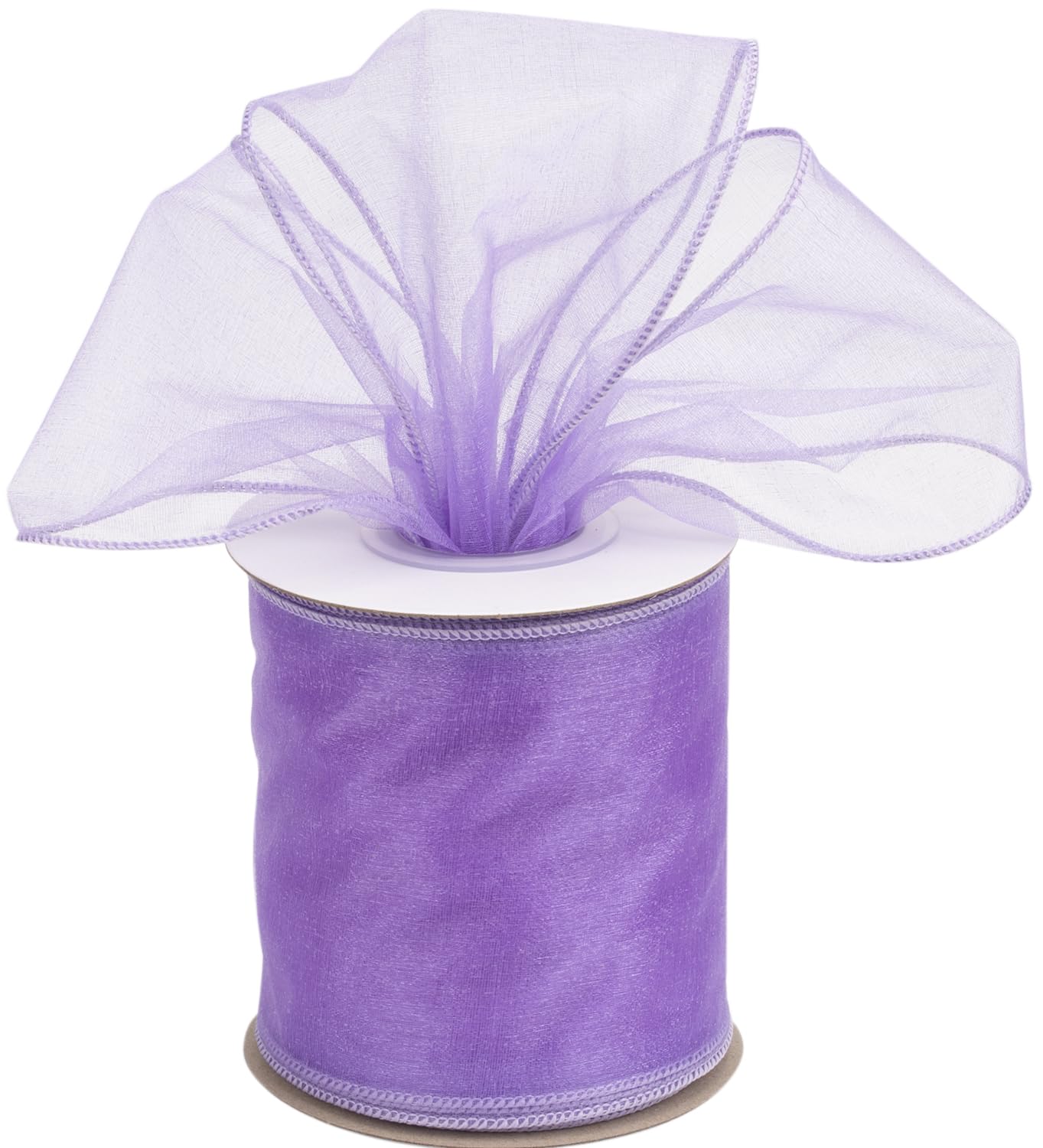 Joycrosso 4 Inch Lt. Purple Wired Organza Ribbon - 20 Yards Sheer Decorative Ribbon for Gift Wrapping, Wedding Decor, Christmas Tree, Crafts & DIY Projects