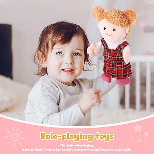 Miniatura 4 de 1 pieza de marionetas de mano familiares de 33 cm, abuelos, mamá y papá, hermano y hermana, juguetes de mano de peluche, marionetas para juegos de