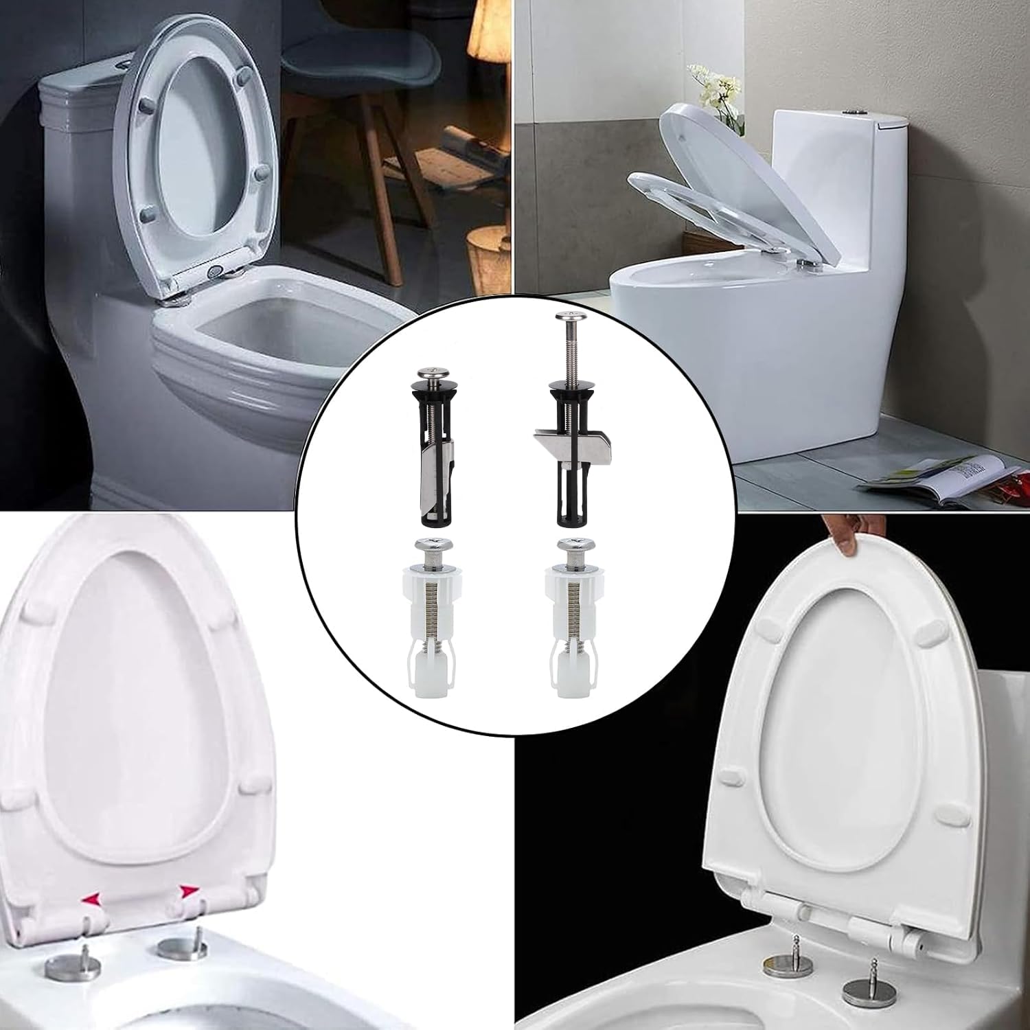MUU Universal Toilet Seat Bolts and Screws,Quick Release Top Hinge Fixings,Easy to Install- Toilet Seat Replacement Parts Kit (Screws-HH4) - Image 4