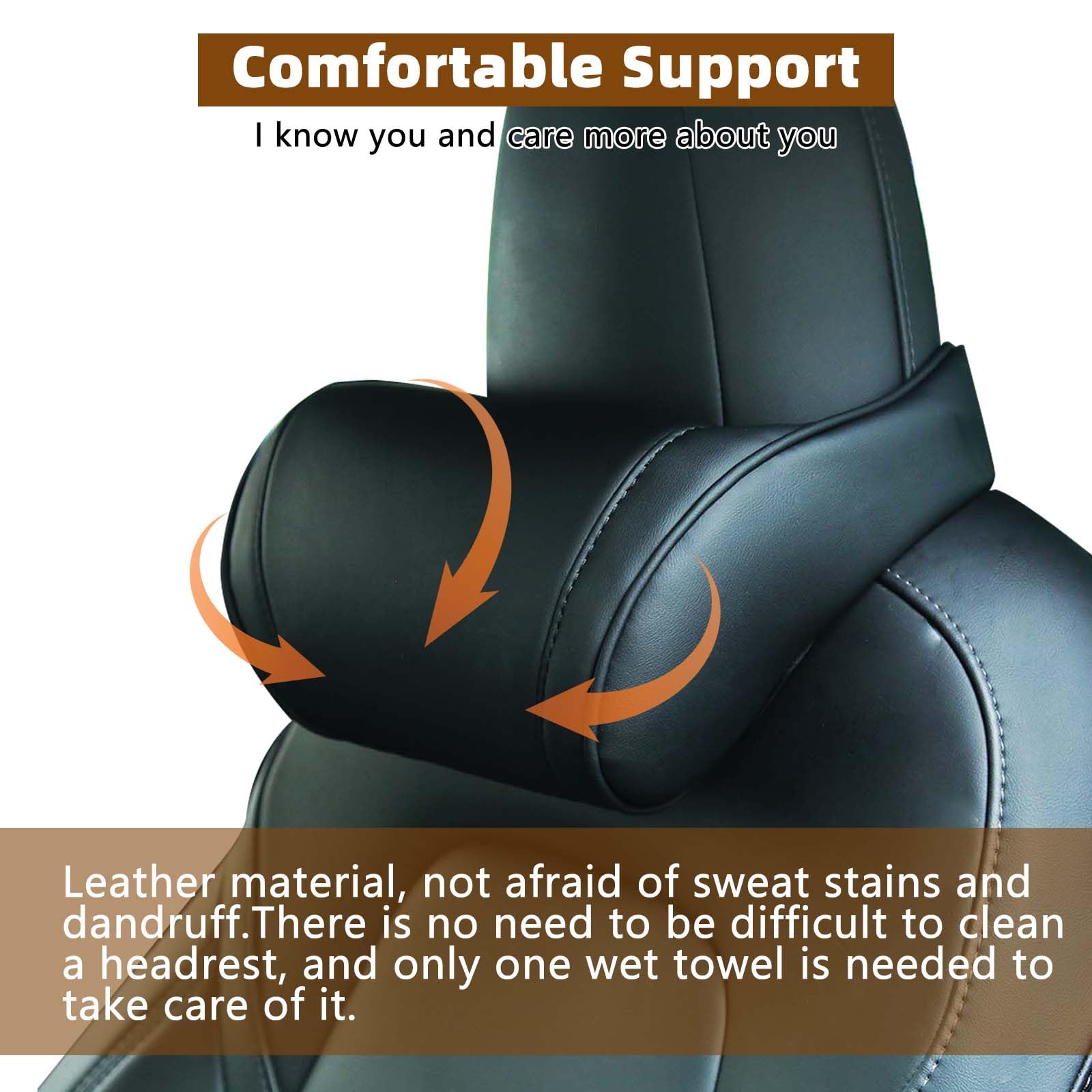Auto Nackenkissen, weiche Auto Nackenkissen für Autofahrer Nackenstütze mit verstellbarem Gurt Universal Fit Nacken & Wirbelsäule Rest Kissen für Reisen/Büro/Haus, 2pc Schwarz