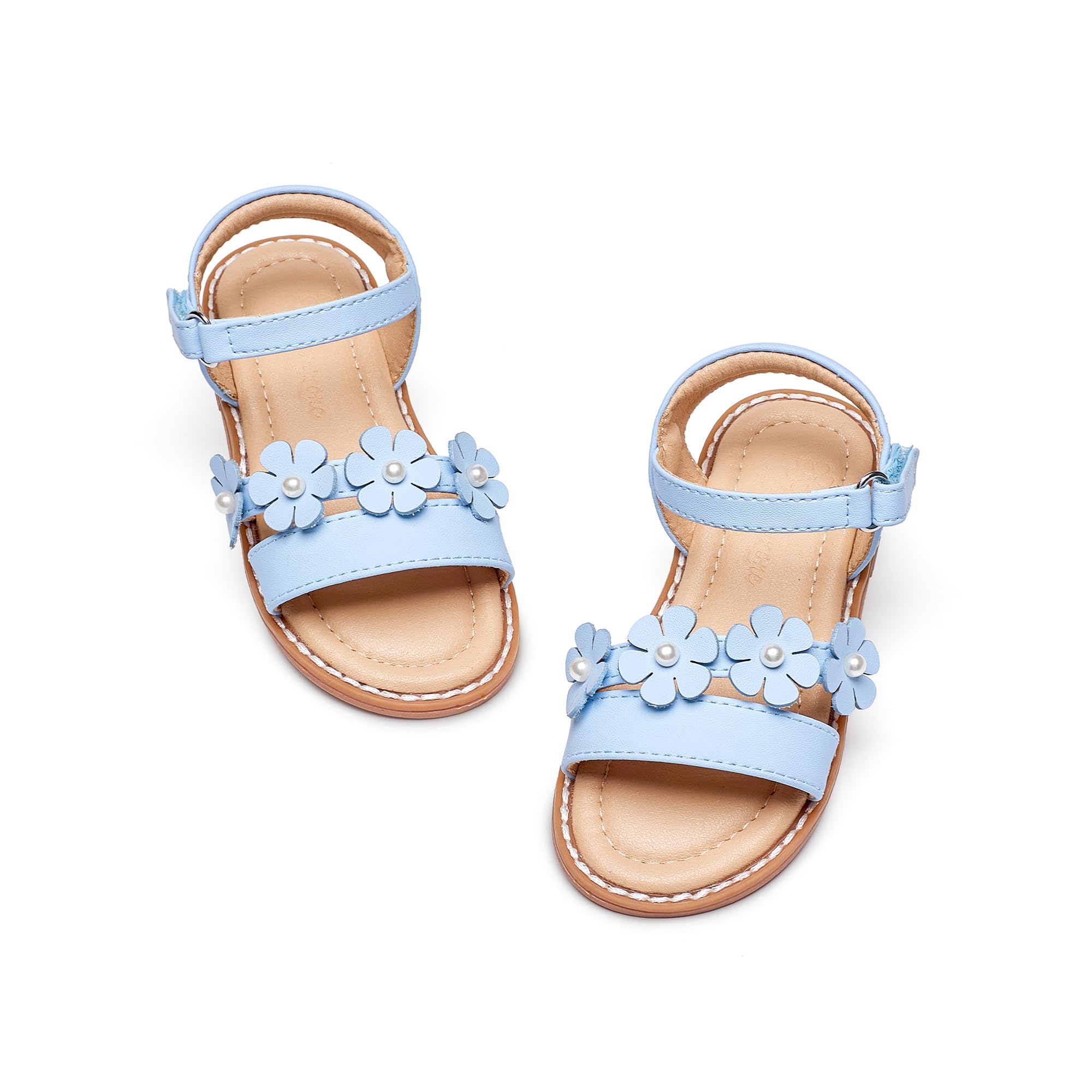Flaryzone Toddler Girls Sandals Open Toe Flats Flower Girl Dress Shoes
