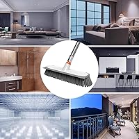 Vista 8 de Cepillo de Fregar Pisos de Servicio Pesado y Herramienta Limpiadora de Lechada con Mango Largo, Cepillo de Cubierta con Cerdas Rígidas, Fregador