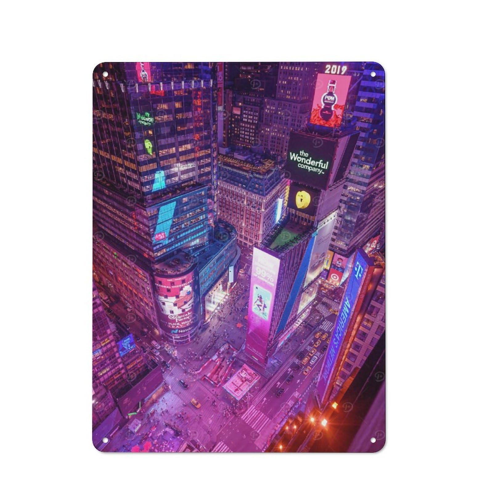 Junmoney New York Tin Wall Plaque 40X30cm With For Bar Or Restaurant, For Hospitality Decor Collectors