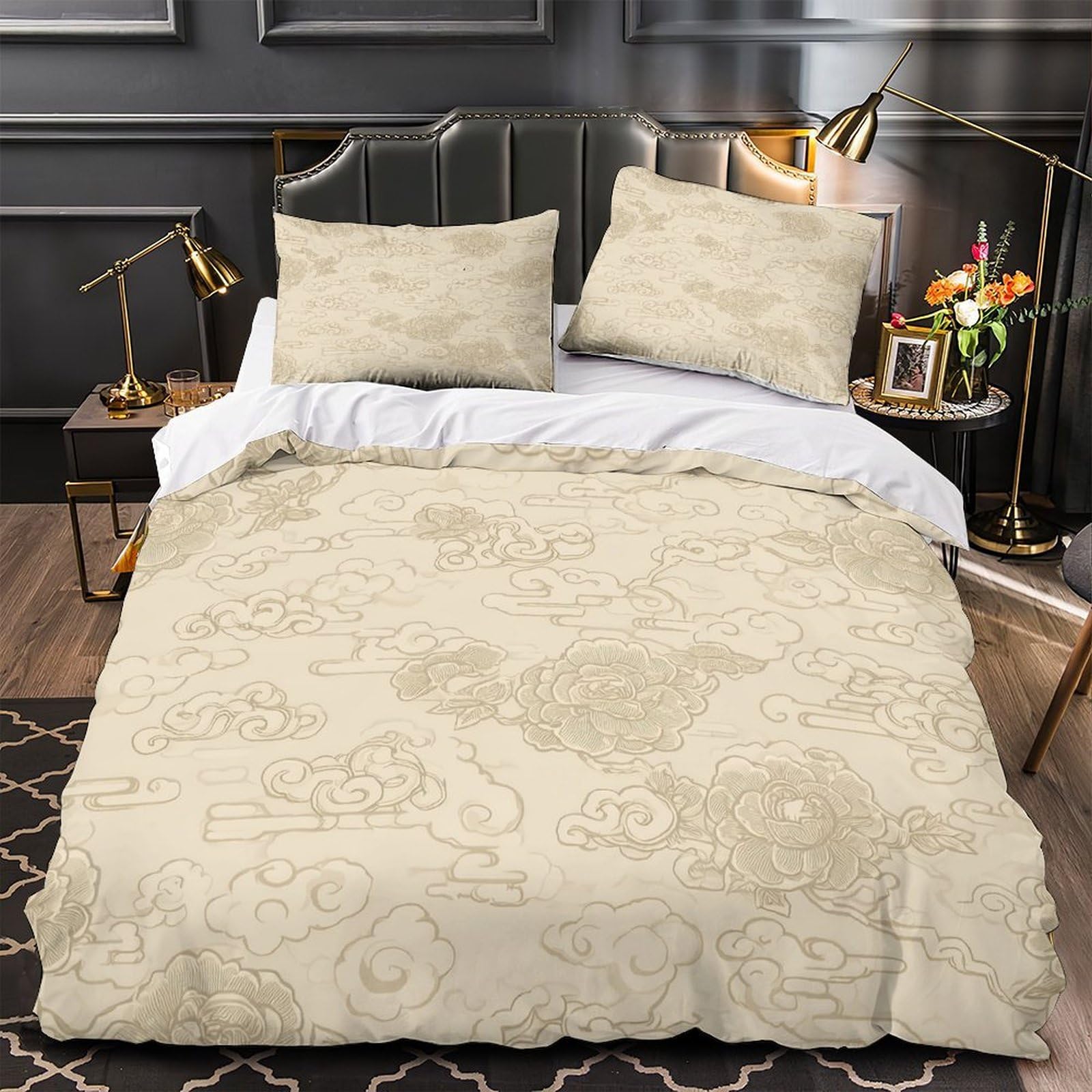 Parure de lit motifs floraux chinois pour chambre d'ado fille branchée