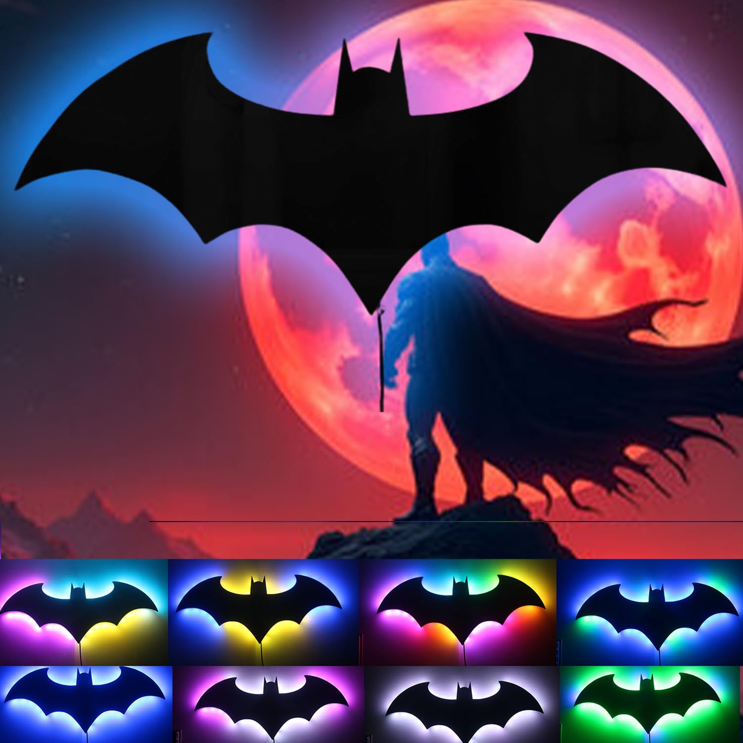 Superhero LED Lamp Decor Night Light with 16 Colors Remote Control Custom Natural Wall Sconce Acrylic Engraved Kids Room Wall Lamp for Boys Friends Gift (Mirror) (Mirror)