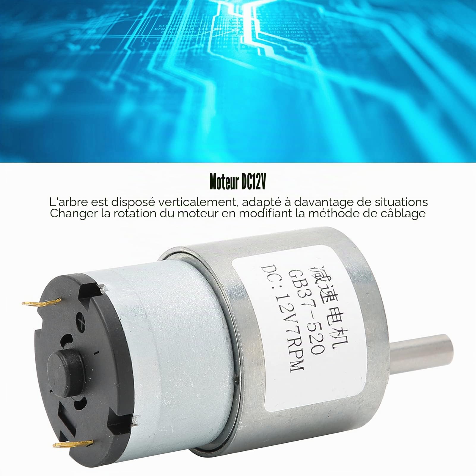 Moteur à Engrenages DC 12V 7RPM Micro Réducteur Vis sans Fin Réversible Autobloquant pour Robotique Domestique et Voitures Jouets avec Arbre Simple Haute Précision et Couple Élevé