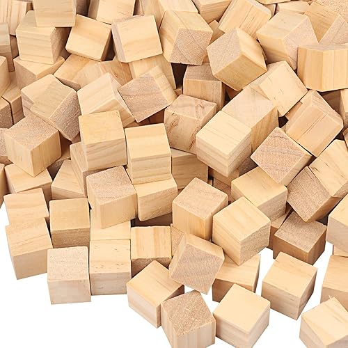 Miniatura 3 de Paquete de 500 bloques de madera para manualidades, cubos de madera de pino de 0.8 pulgadas, cubos de madera de 0.8 x 0.8 x 0.8 in para pintura,