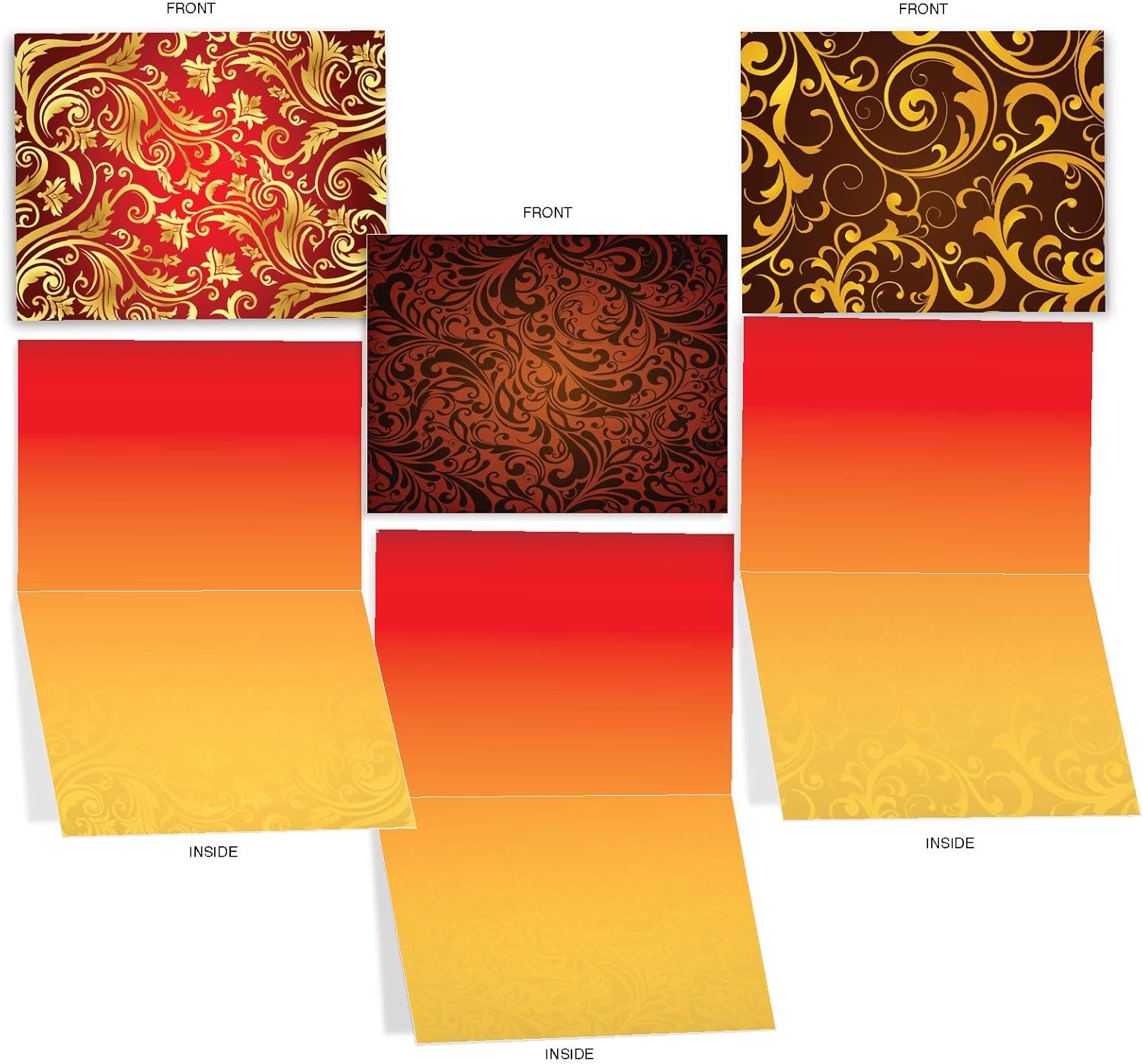 The Best Card Company - 10 Colorful Blank Note Cards with Envelopes (4 x 5.12Inch) - Assorted Boxed Set - Royal Fleurish M3089-NB - Image 3