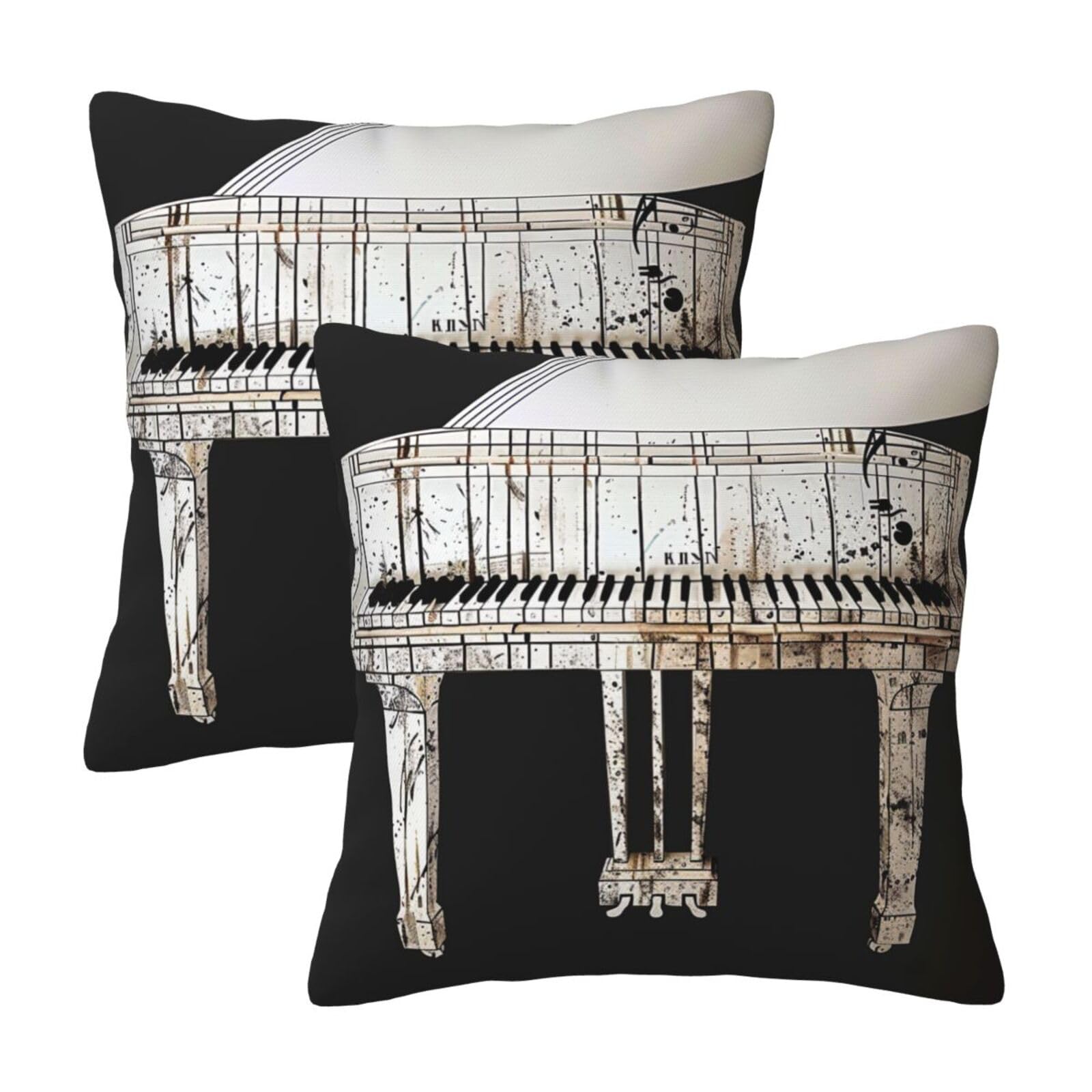 kkvhhyuo Piano Print Pillow Covers Set of 2, Square Decorative Cushion Covers with Hidden Zipper, Throw Pillow Cases for Living Room Sofa Bed Chair, 50x50 cm