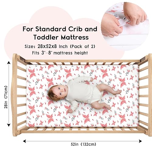 Miniatura 119 de Yoofoss Sábanas para cuna de bebé para niños y niñas, paquete de 2 sábanas bajeras para cuna estándar y colchón de niño pequeño, sábana de Panda