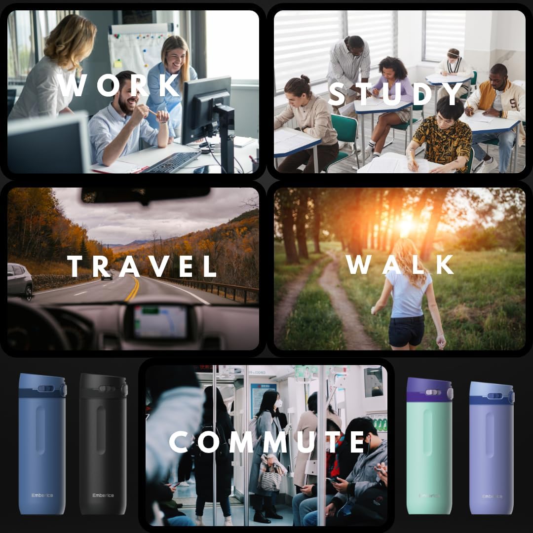 EmberIce 20 oz Vacuum Insulated Bottles - Double Wall Coffee Thermal for Travelers & Campers, Keeps Drinks Hot 18H, Cold 24H, Leak-Free, BPA-Free, Food-Grade Stainless Steel (Indigo Aqua) - Image 6