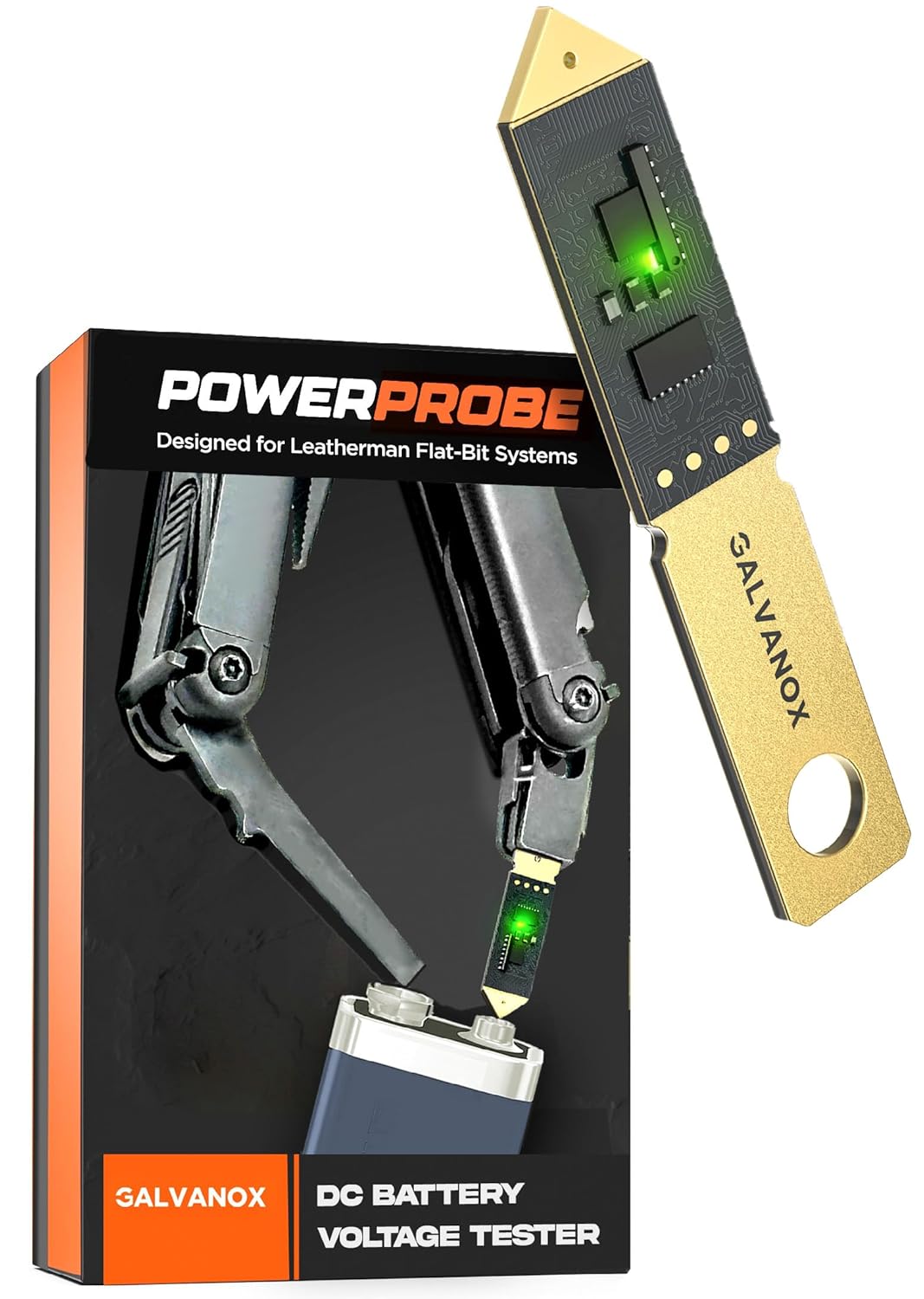 Galvanox Battery Voltage Tester Designed for Leatherman Multitools (Flat-Bit Slot Accessory) DC Voltage Meter, 2.5VDC to 30VDC