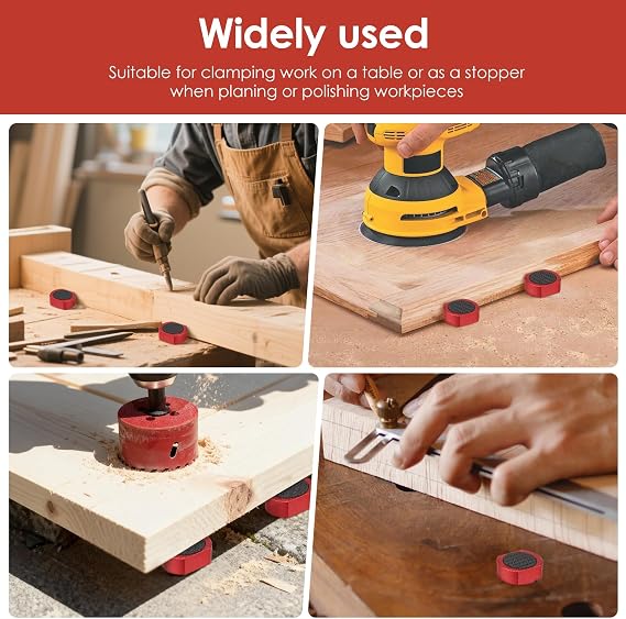 4 Pcs Bench Dog 19mm (3/4inch) Aluminum Alloy Bench Dogs Stops with Non-Slip Pads for T-Track Woodworking Table Workbench Positioning ﻿