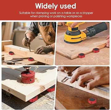 4 Pcs Bench Dog 19mm (3/4inch) Aluminum Alloy Bench Dogs Stops with Non-Slip Pads for T-Track Woodworking Table Workbench Positioning 
